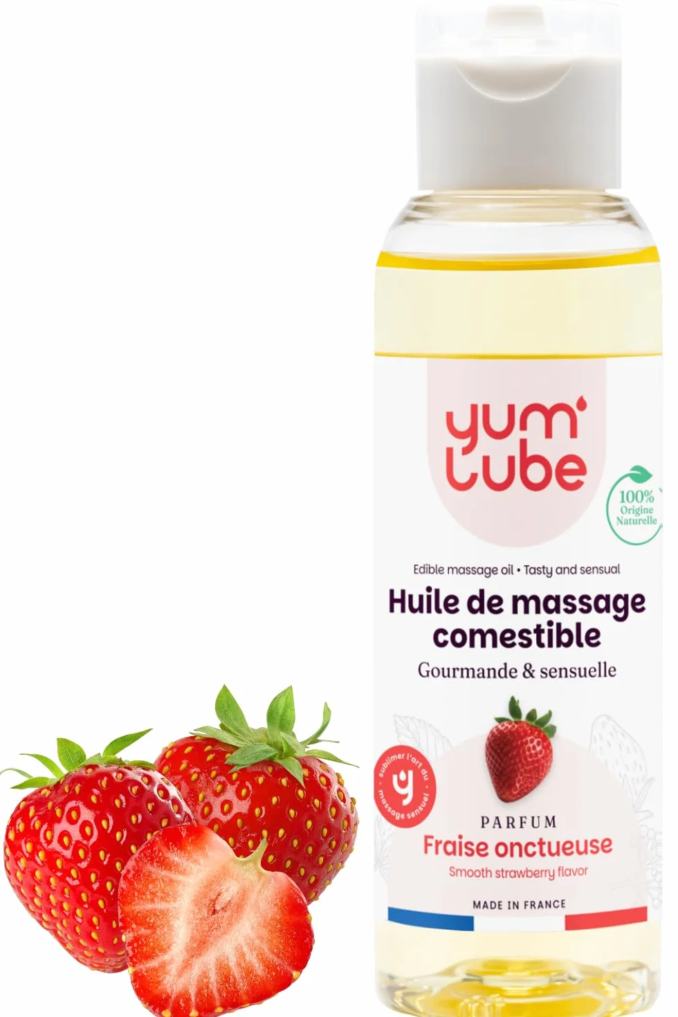 Yum'Lube Olio Massaggio Sensuale Lubrificante 100% Naturale Bio Comestibile Made In France