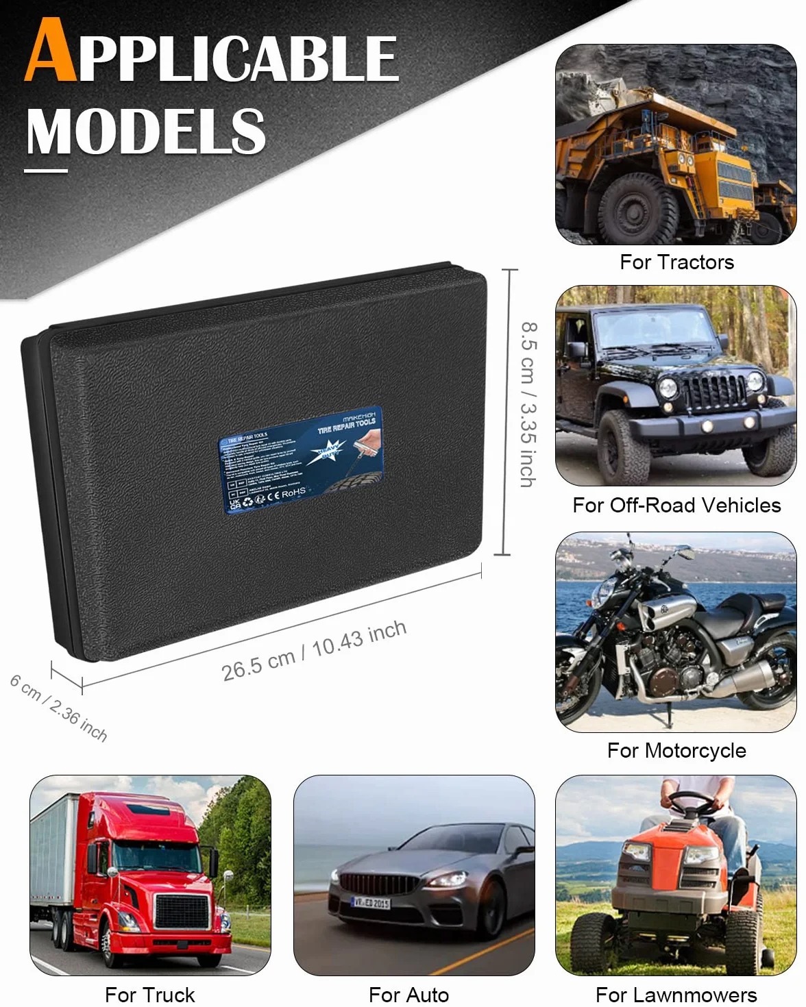 MAIKEHIGH Zestaw Naprawczy do Opon 88 Części, Tubeless Heavy Duty Profesjonalny do Moto, Camion, SUV, ATV
