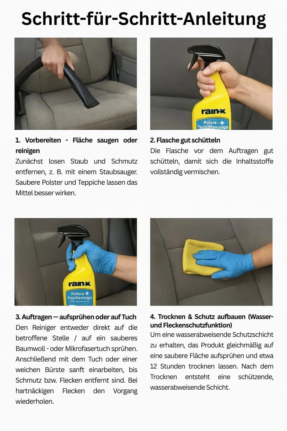 Rain-X Detergente per tappezzeria e tappeti, 500 ml, pulizia profonda con scudo protettivo