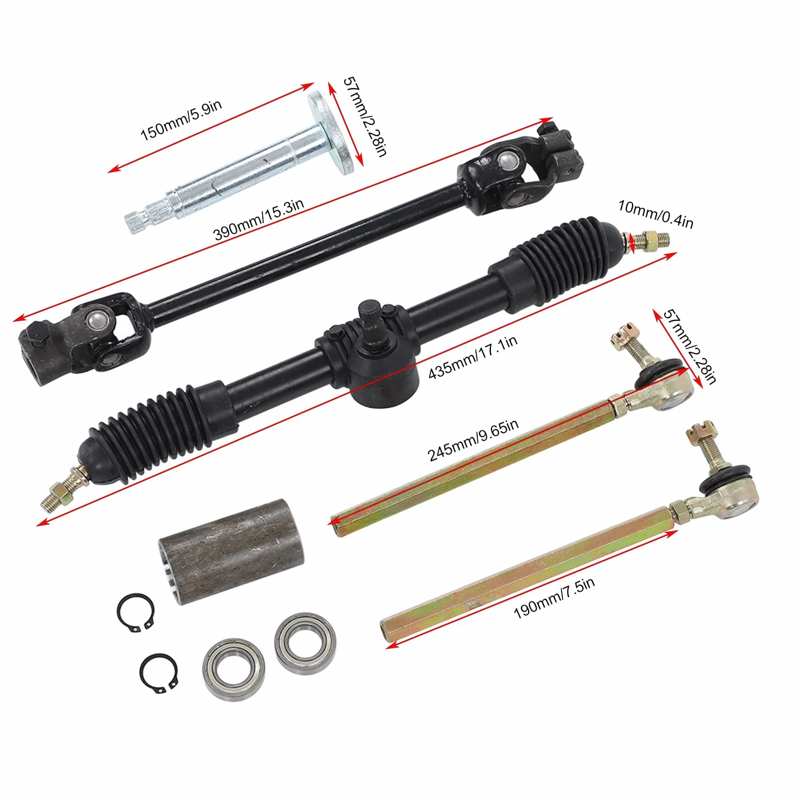 Volante Go kart, asse di diametro 11,8 pollici Kit tiranti Migliore presa Durevole, potente per Quad UTV