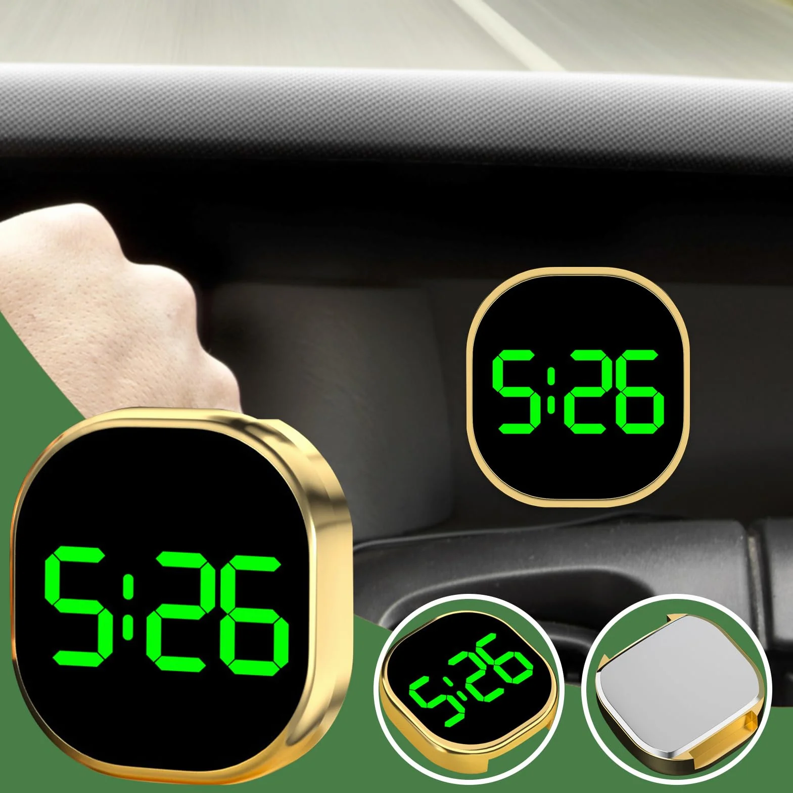 Orologio Adesivo per Cruscotto Auto,Orologio Digitale Automobilistico Adesivo con Display LCD | Orologio Da Tavolo Con Schermo LCD Leggibile Per Auto E Camion