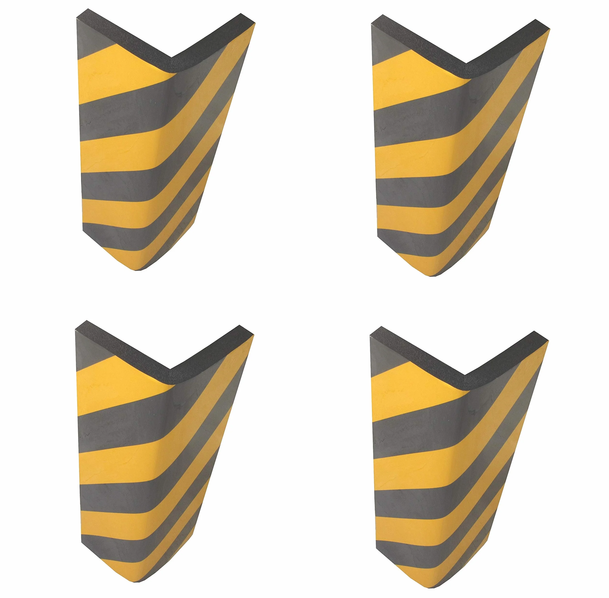 Flessibile Paracolpi Angolare Adesivi, per Protezione di Parcheggi e Magazzini, 44x25x2 cm, 4 pezzi (Nero Giallo)