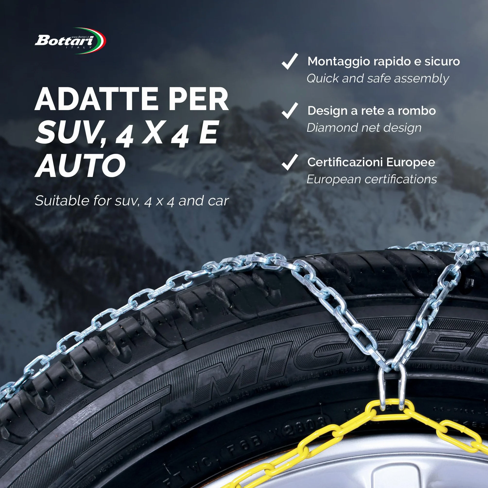 Bottari 18833 Rapid T2 Catene da neve 9 mm Misura 130 Compatibili ABS ESP