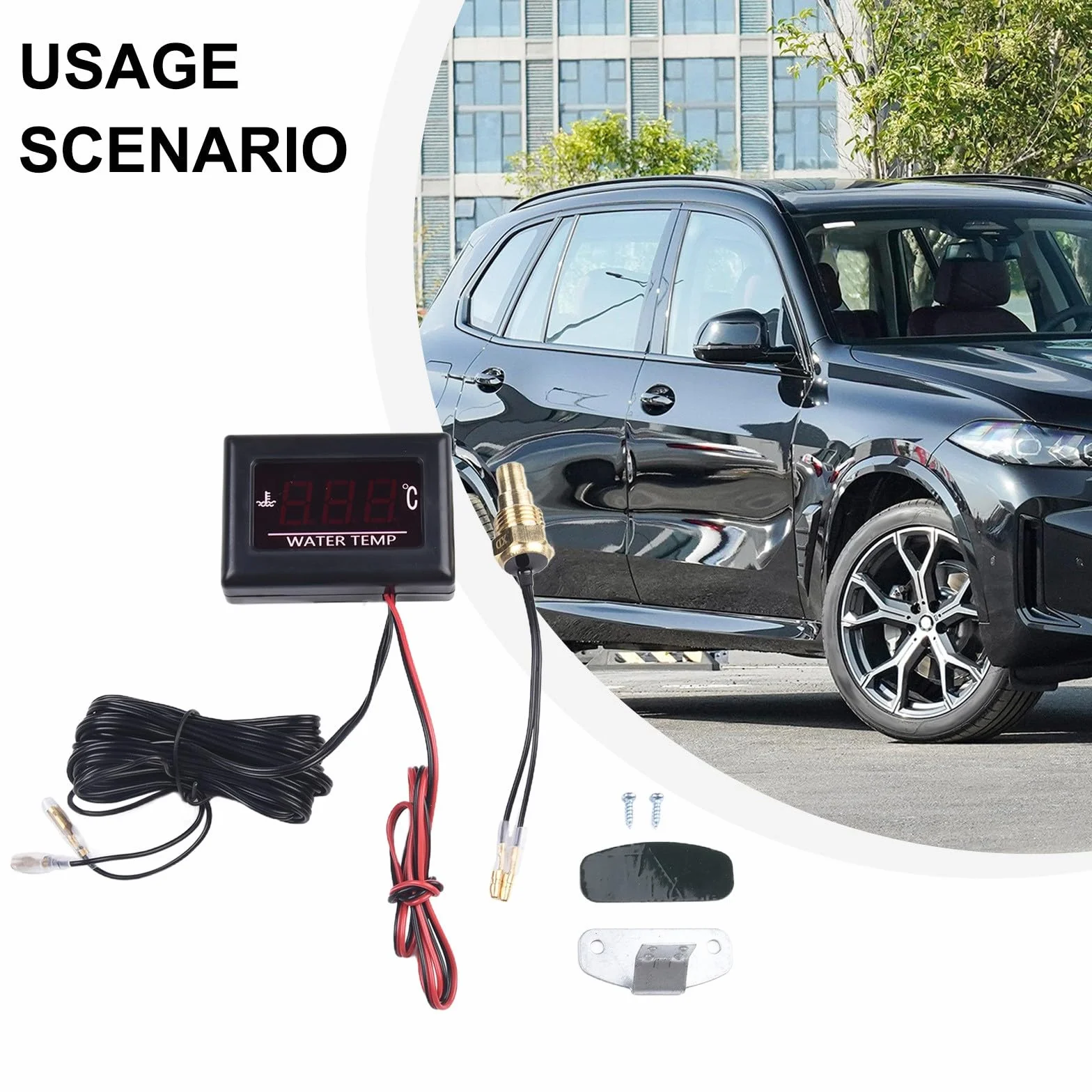Kit misuratore di temperatura digitale universale per motore auto con sensore e supporto