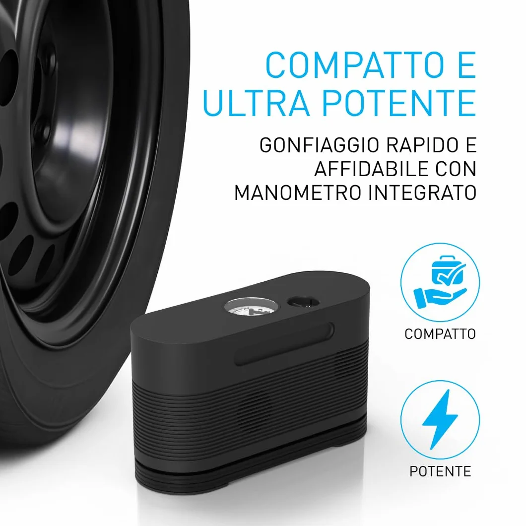 Fix&Go AIR Kit Riparazione Pneumatici Auto Compressore Aria Portatile 12V, Gonfiaggio e Ripara Gomme Forate, Sigillante Ecologico Safe TPMS