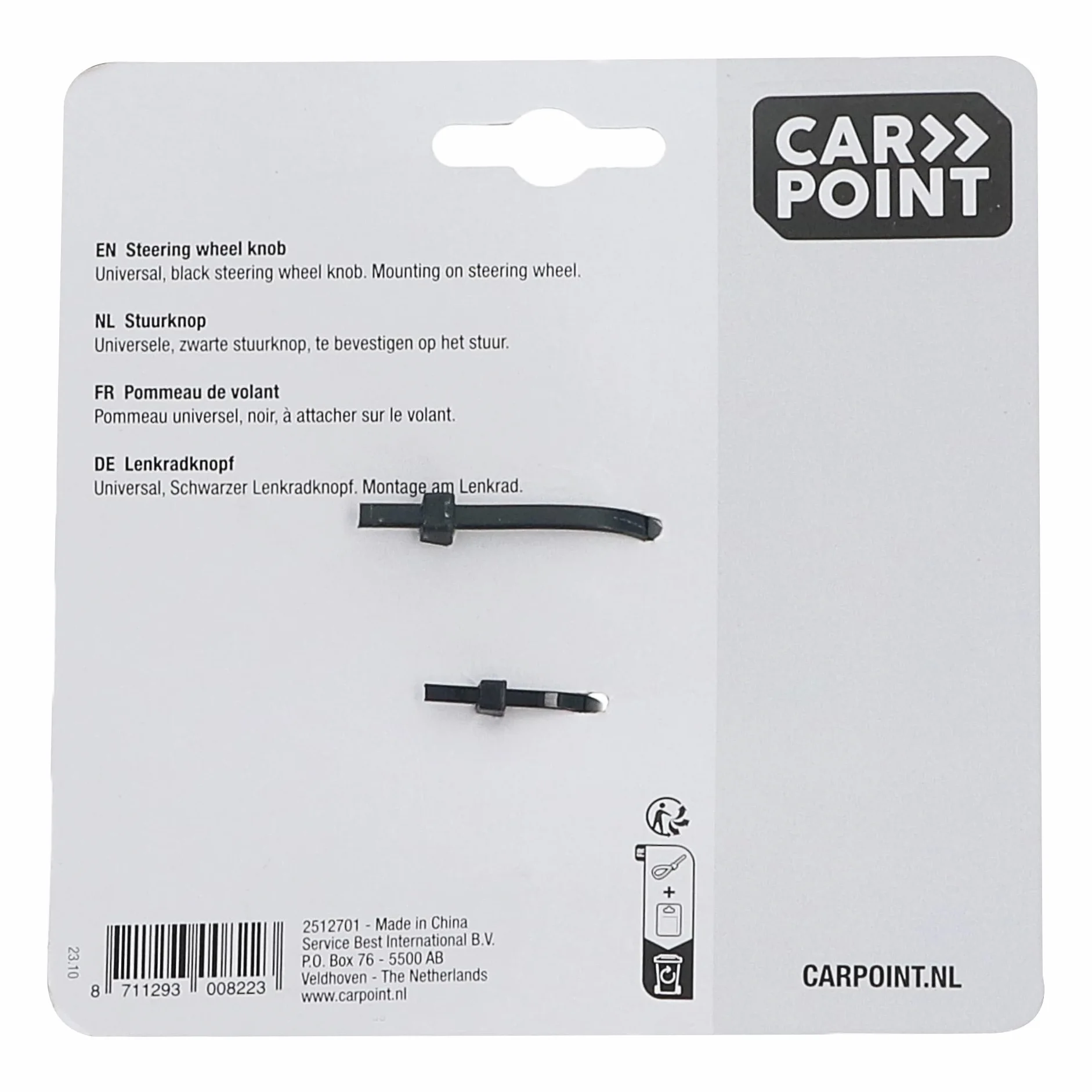CARPOINT Pomello volante nero cromo 2512701