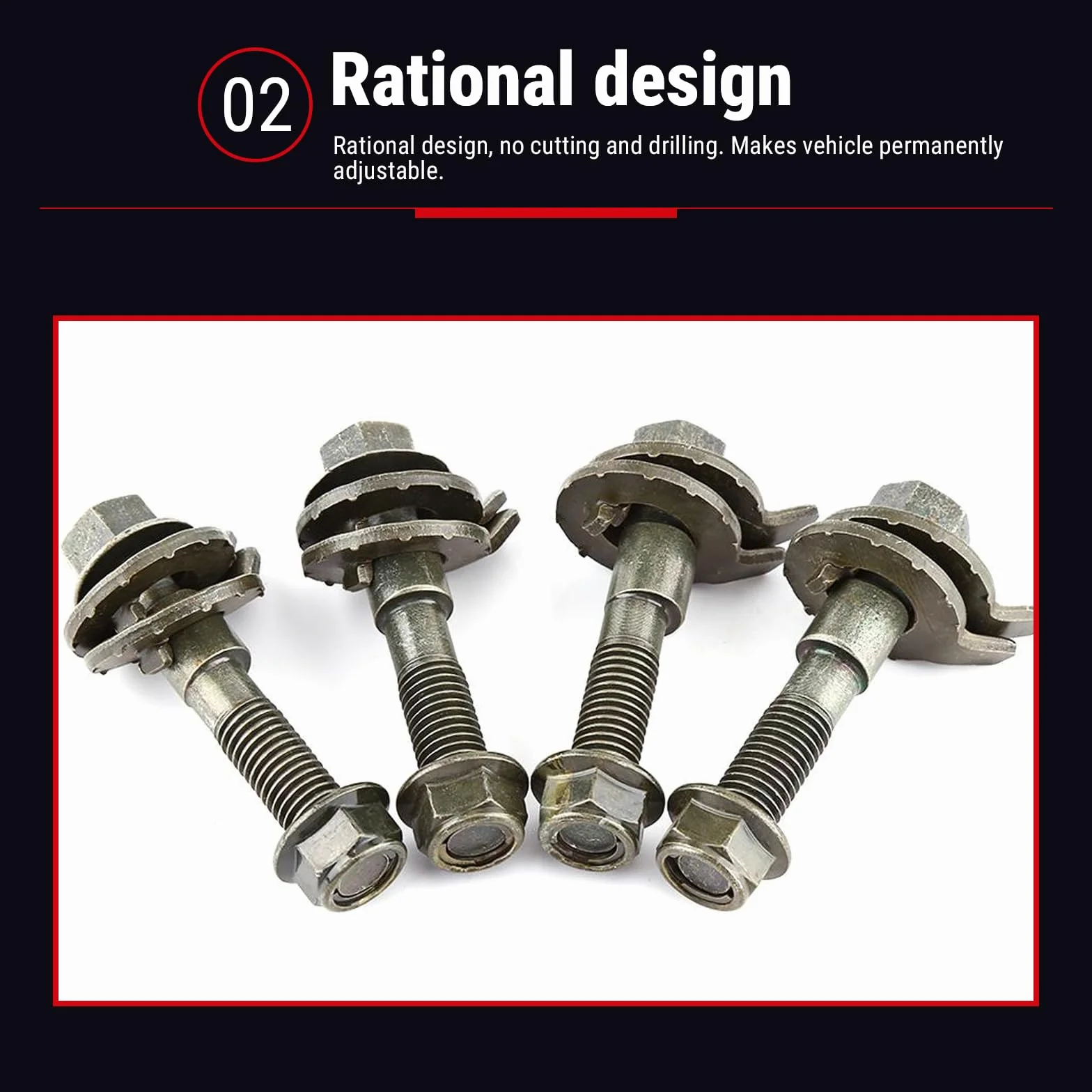 Bullone Camber 4 Pezzi 14mm Curvatura Bulloni a Camma per Veicoli Allineamento Regolabile Kit