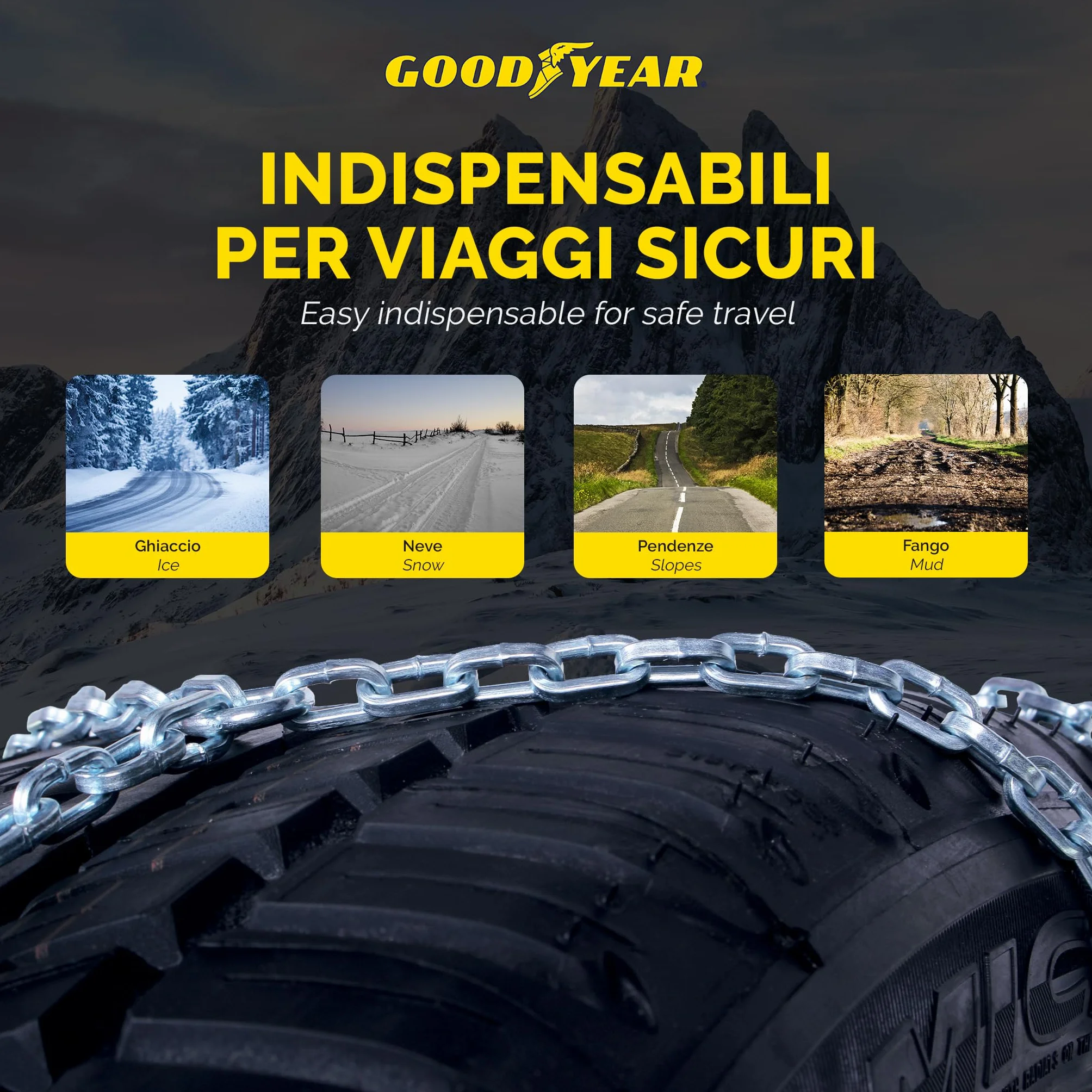 Goodyear G9 Catene neve auto 9 mm a rombo Misura 120 Omologate TUV GS