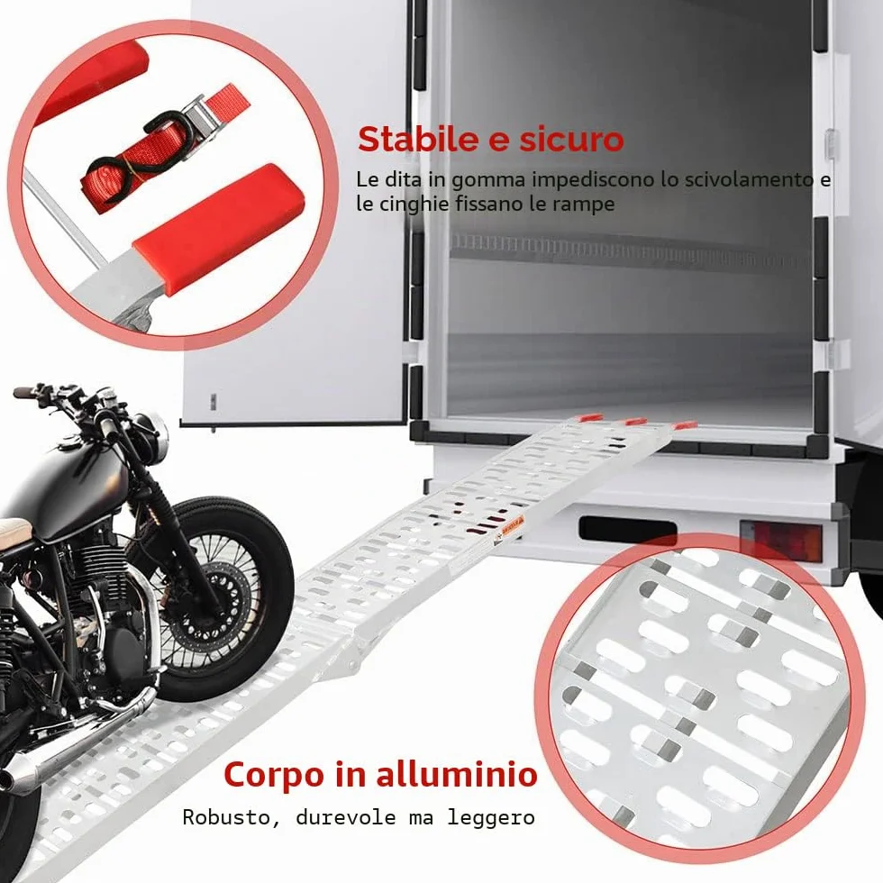 Lospitch Rampa di Carico Pieghevole in Alluminio - 340 kg, Antiscivolo per ATV, Quad, Auto