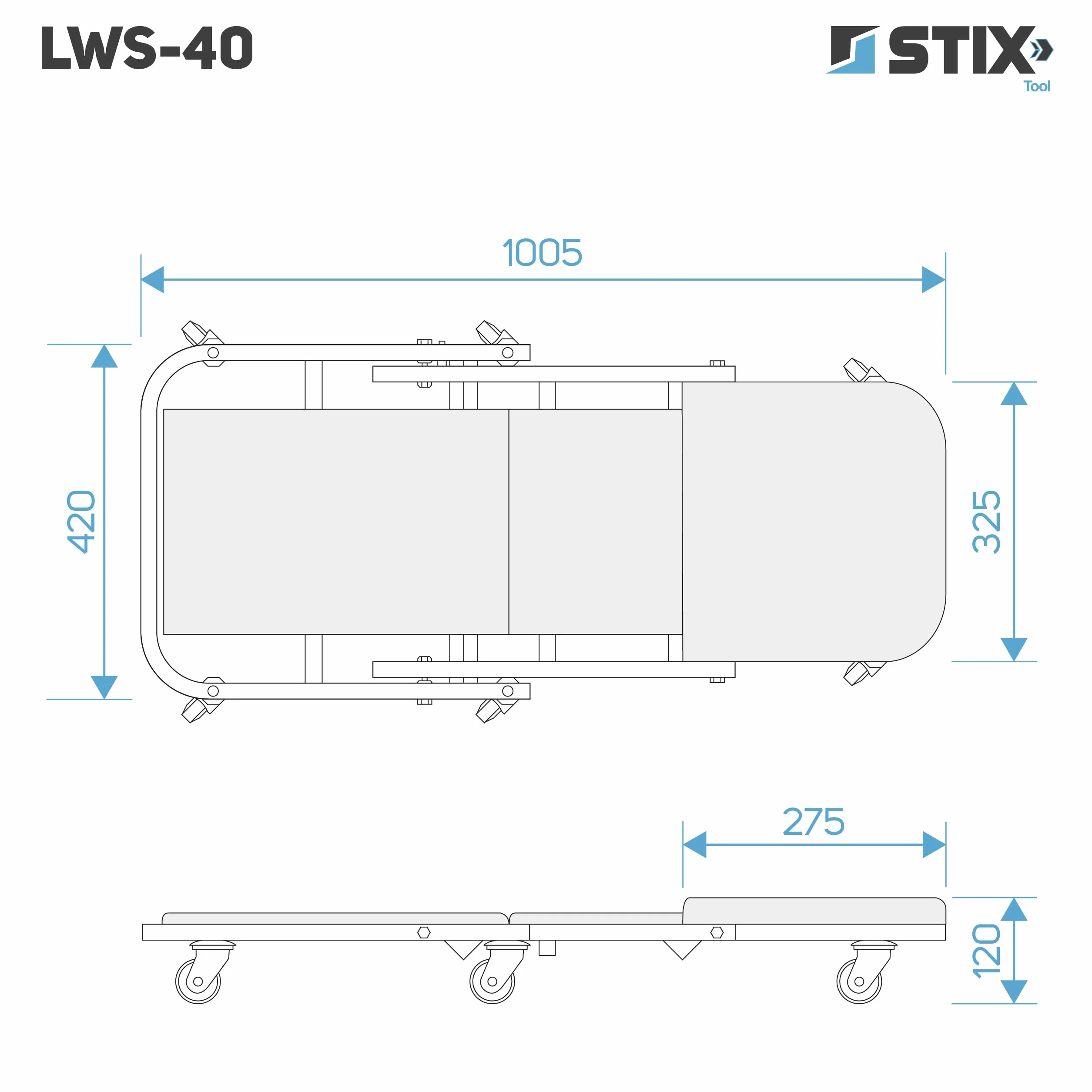 Stix Tavola da officina 2 in 1 LWS-40 – Tavola di montaggio – Sgabello da officina fino a 150 kg