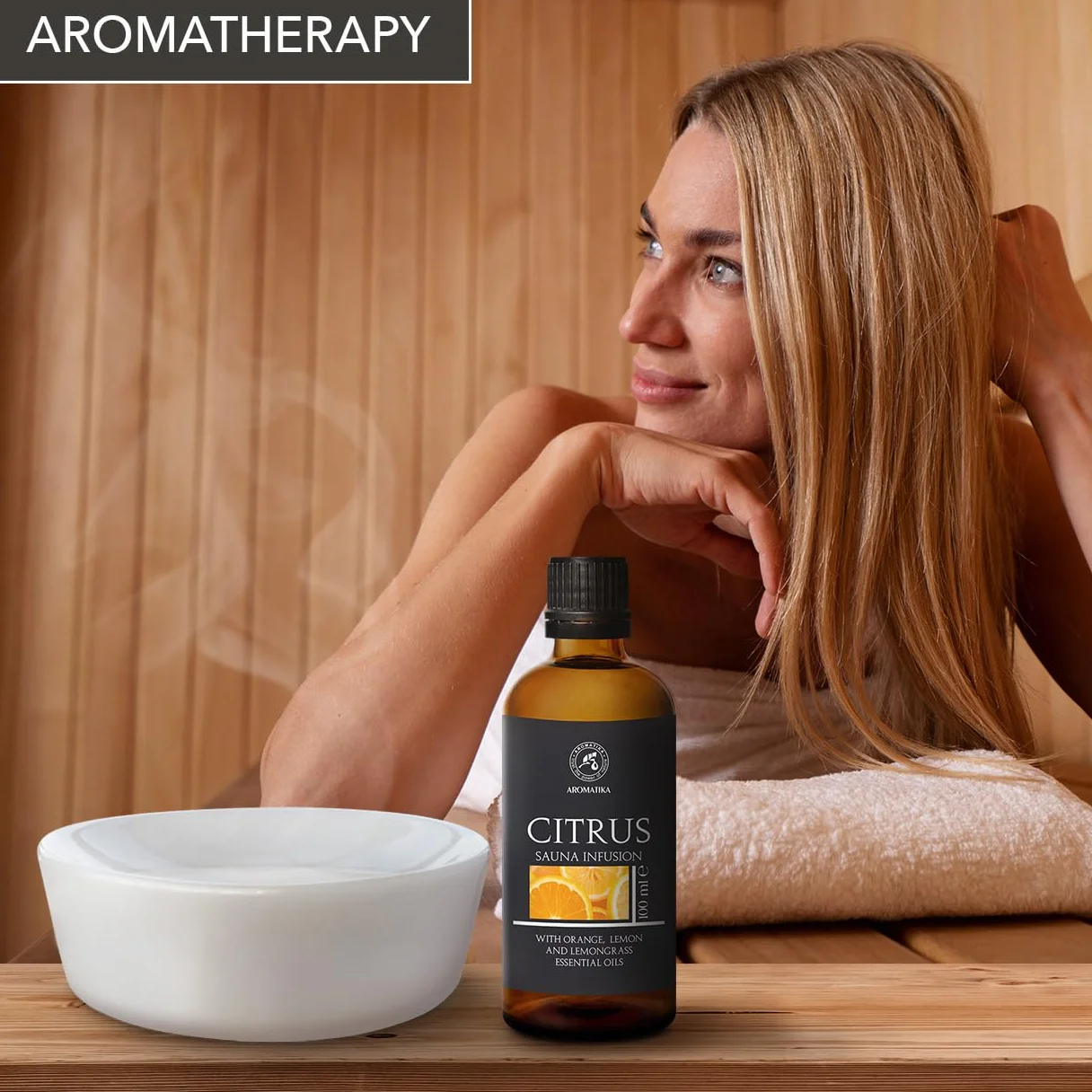 AROMATIKA Infusione per Sauna Agrumi 100ml Olio Essenziale Arancia Limone Citronella Aromaterapia