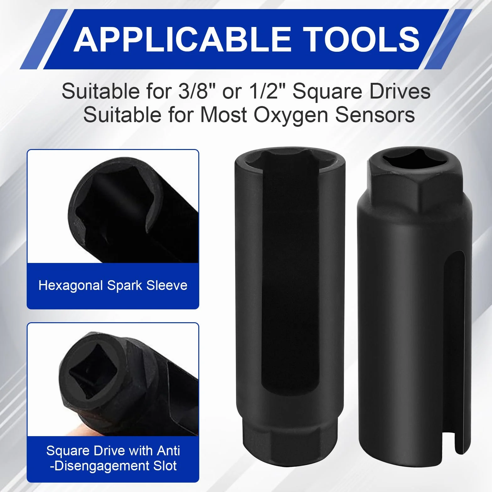 Chiave Sonda Lambda Universale 22mm 2 Pezzi con Bussola 1/2" per Rimozione Auto