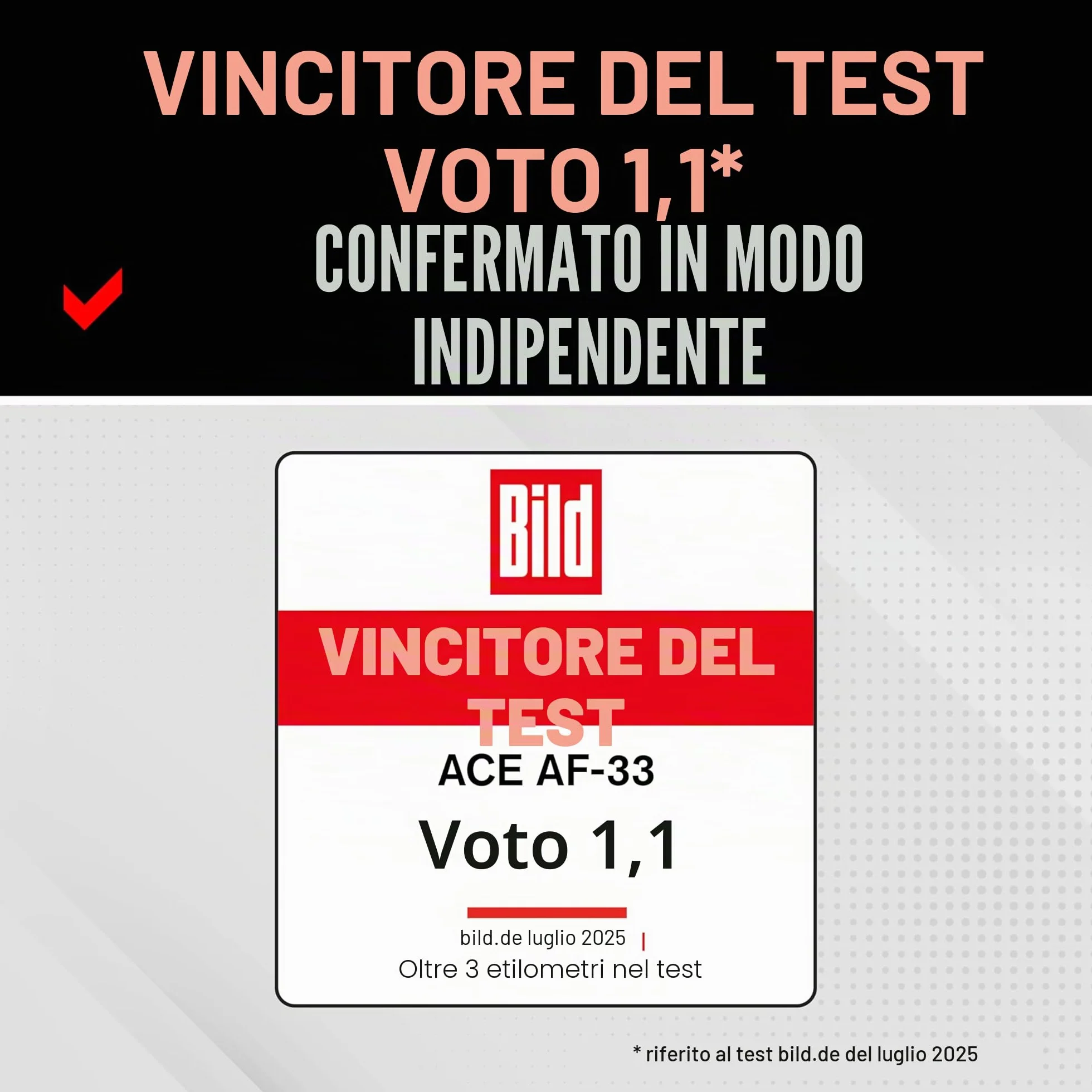 Etilometro ACE AF-33 test alcolimetrico 1,1 accuratezza 95,8% TU Vienna