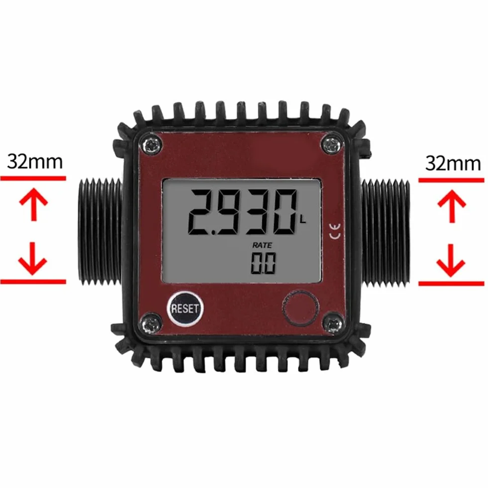 ZYWUOY Misuratore di portata a ingranaggi con display digitale, filettatura esterna DN25 per olio, acqua, diesel, portata 10-100L/min, con corpo in lega di alluminio in plastica