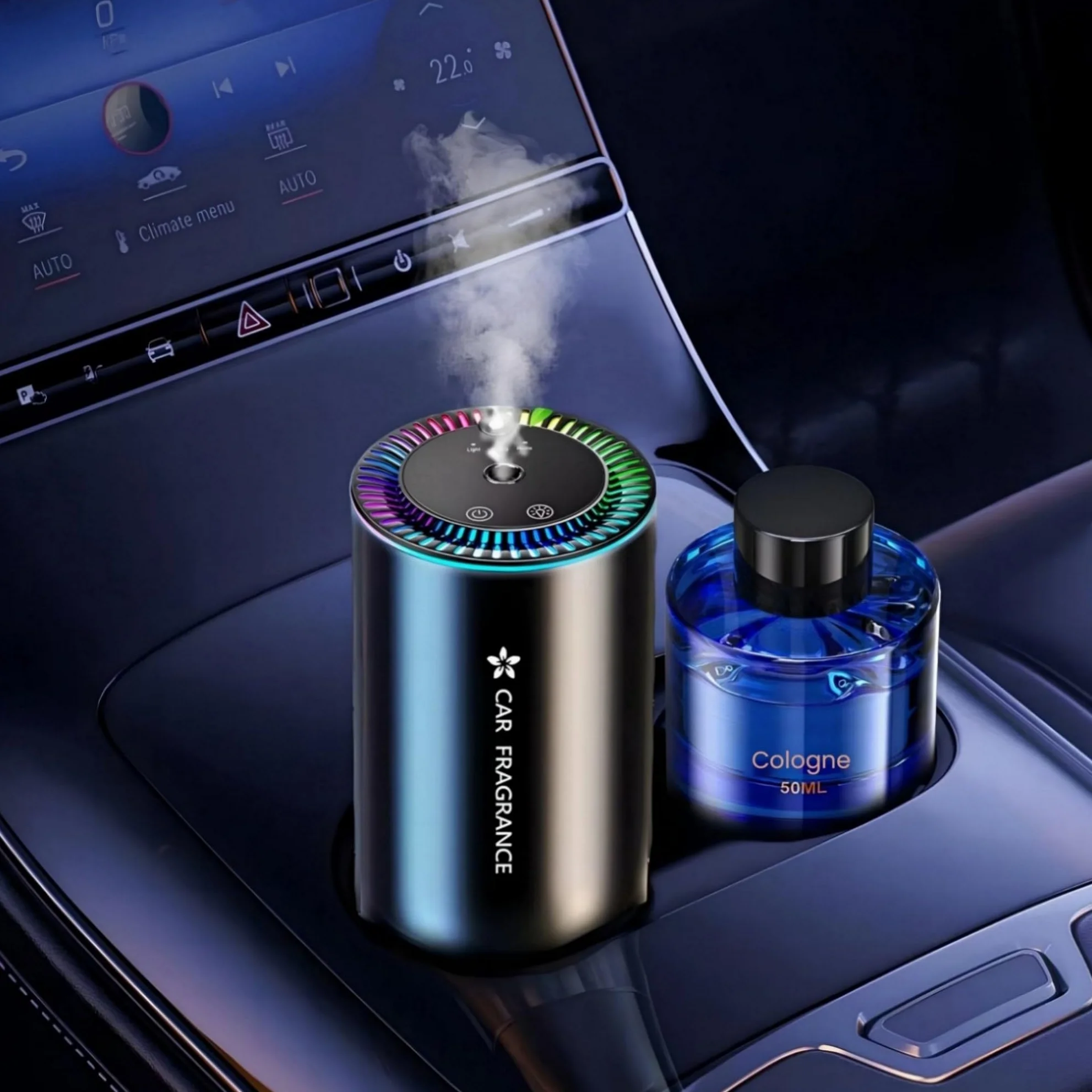 AI Profumatore Auto Diffusore Elettrico con 50 ml Profumo Colonia, Nebulizzatore Ultrasuoni, 3 Modalità, Batteria Integrata, BJ-577