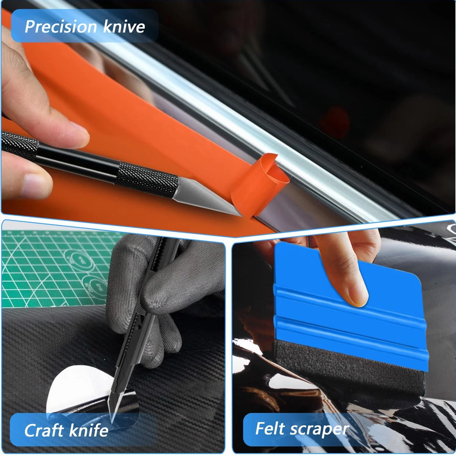 40pcs Kit di Attrezzi di Installazione di Pellicole per Vetri per Auto con spatola in Feltro Coltelli Multiuso Kit di Avvolgimento in Vinile per Installazione Pellicola per Vetri Auto Cellulare DIY