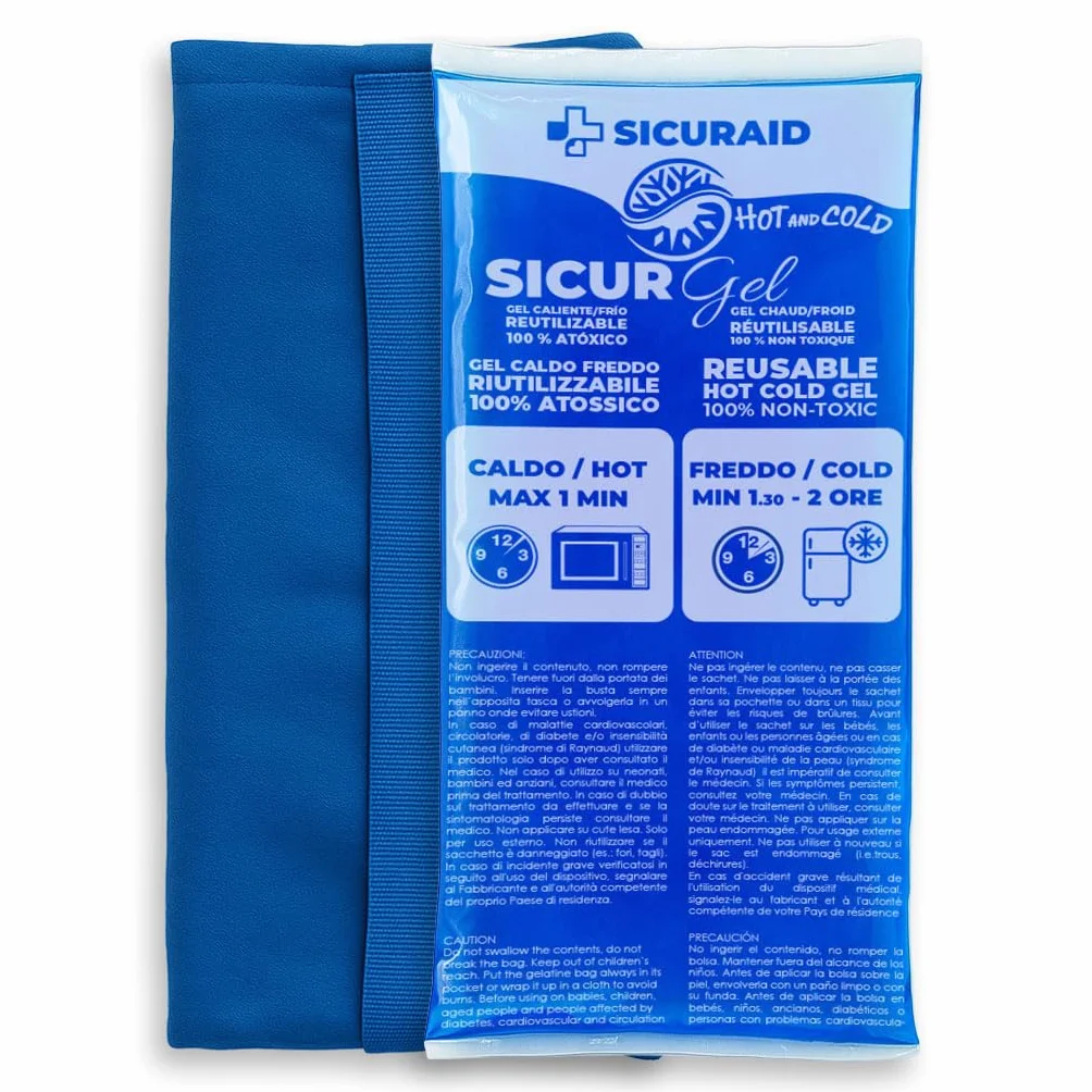 Sicuraid Ghiaccio Gel Riutilizzabile Made in Italy Impacco Caldo Freddo per Dolori Muscolari Borsa Ghiaccio Corpo con Sacca Protettiva 1 Pezzo Grande