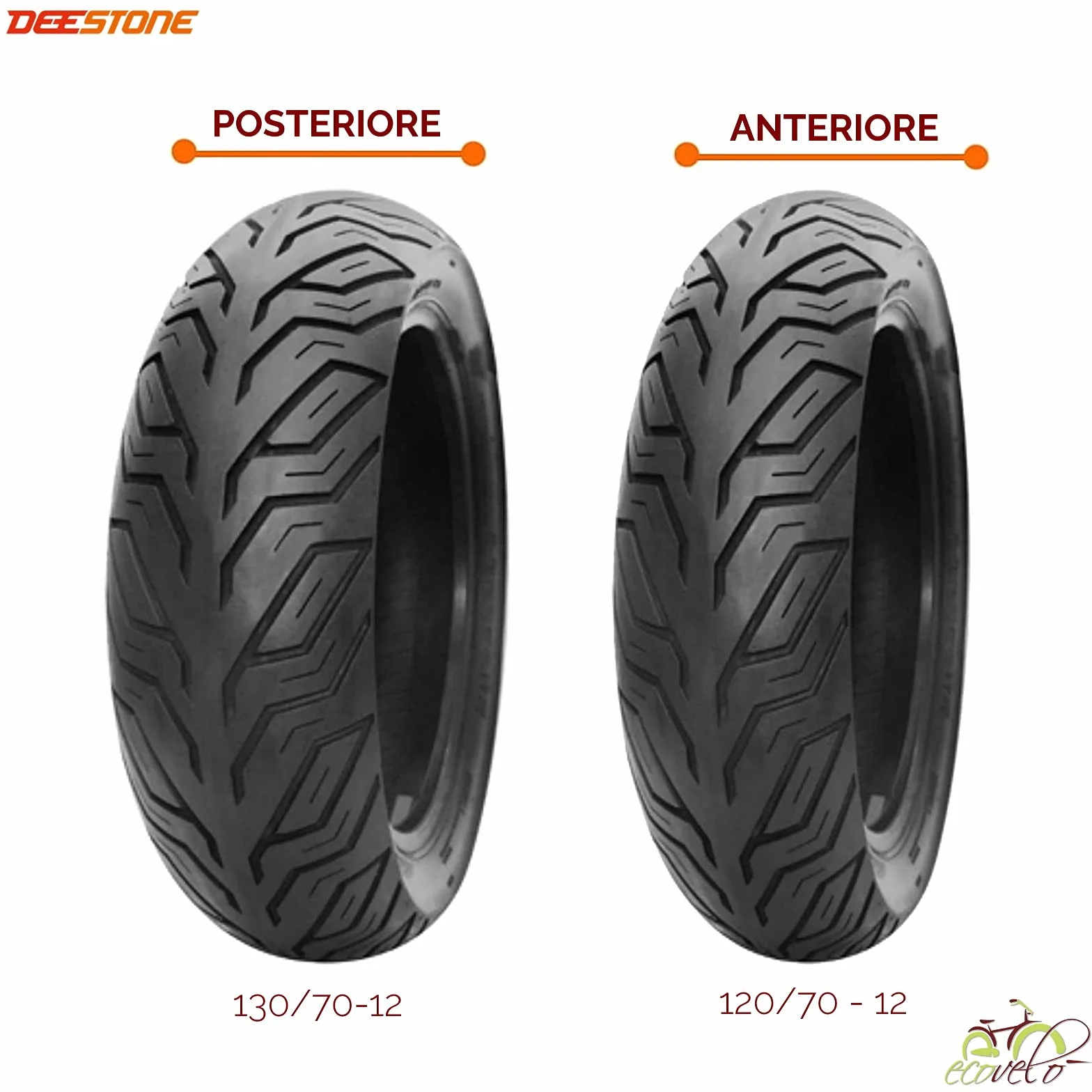 COPPIA PNEUMATICI Radiali DEESTONE 130-70/12+120-70/12 GOMME COMPATIBILI CON PIAGGIO VESPA GT-GTS 125 200 250 300