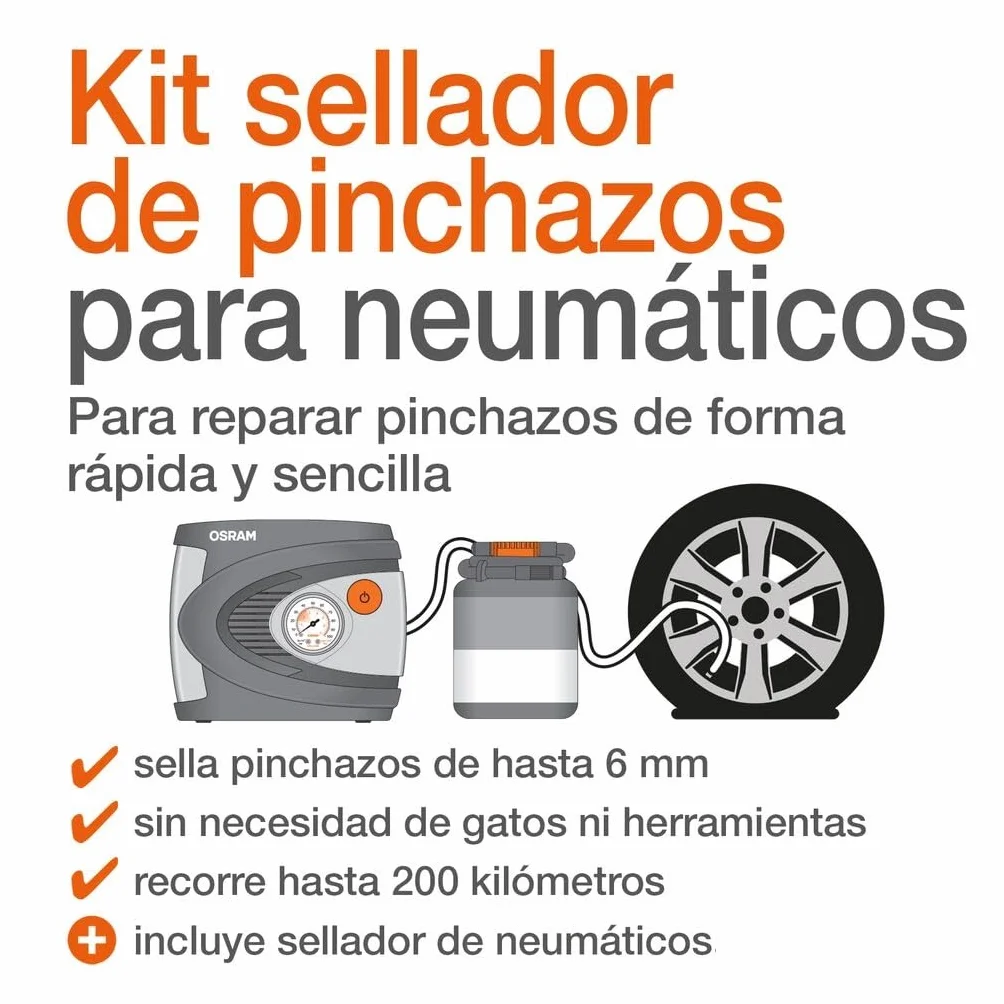 OSRAM TYREseal Kit 450 ml Kit Riparazione Pneumatici Compressore Analogico