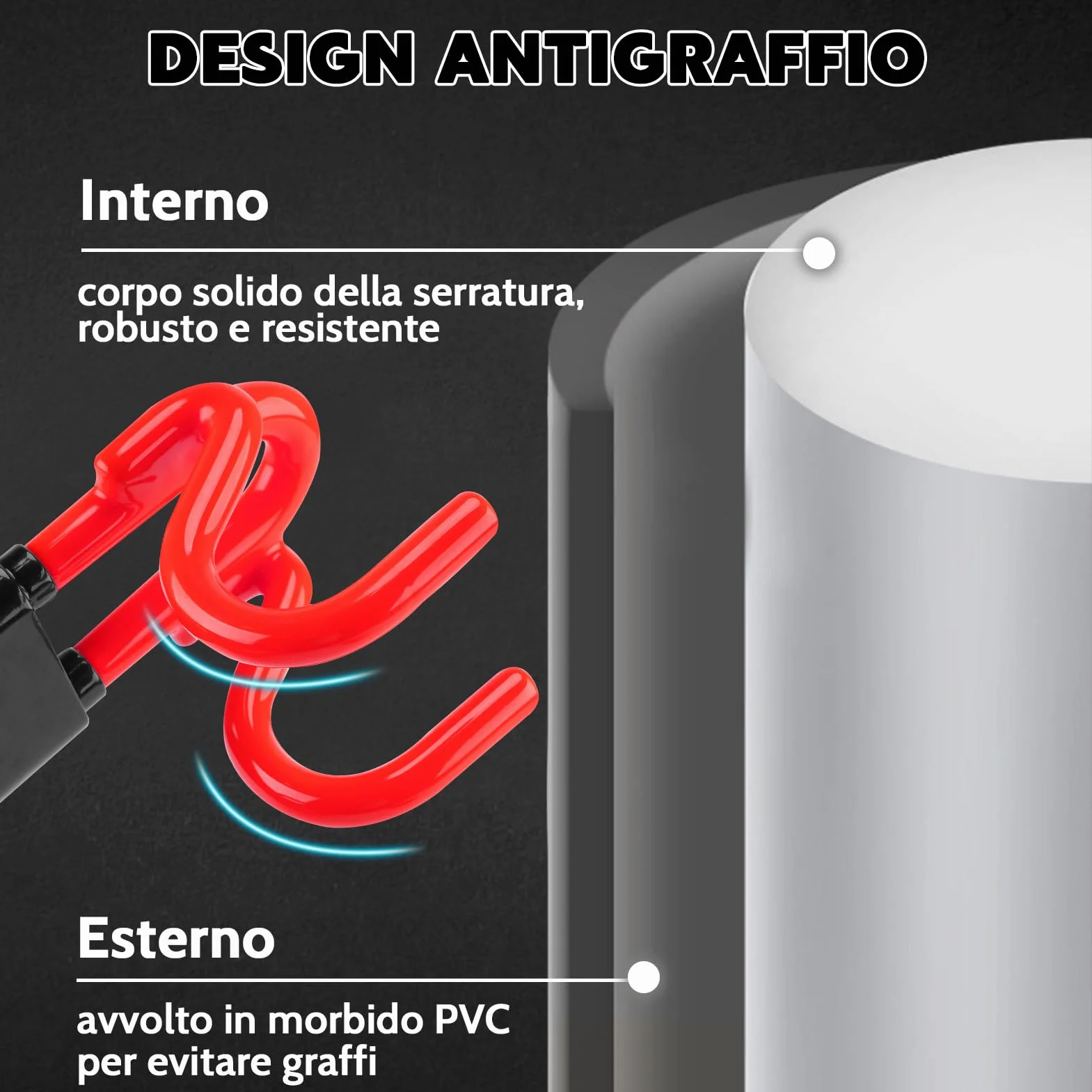 Tevlaphee Blocca Sterzo Automobile, Bloccasterzo Auto, Alta Visibilità, 3 Chiavi (Rosso)