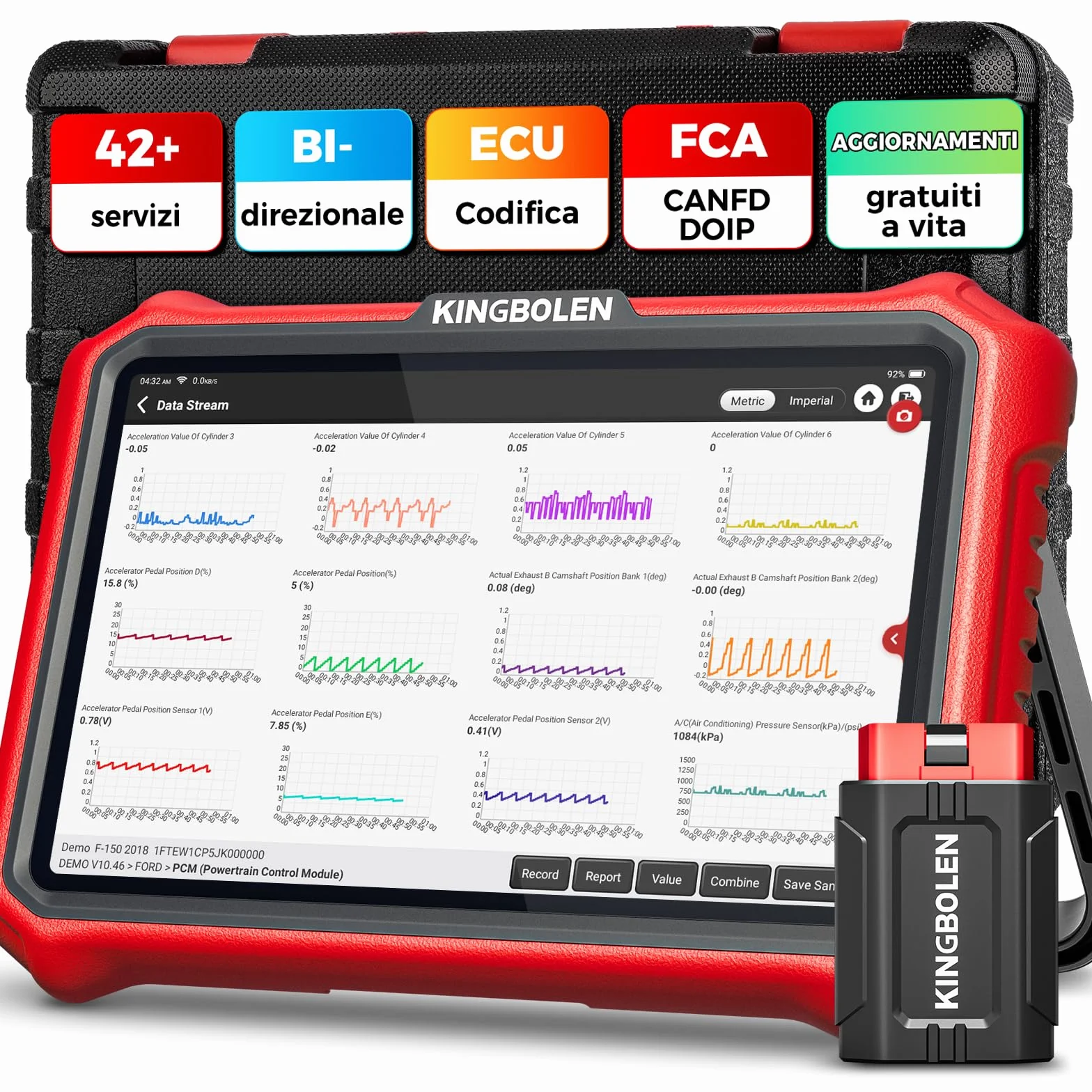 KINGBOLEN K8 Pro Diagnosi Auto Bidirezionale OBD2, Codifica ECU Online, 42+ Reset, CANFD&DOIP, FCA SGW