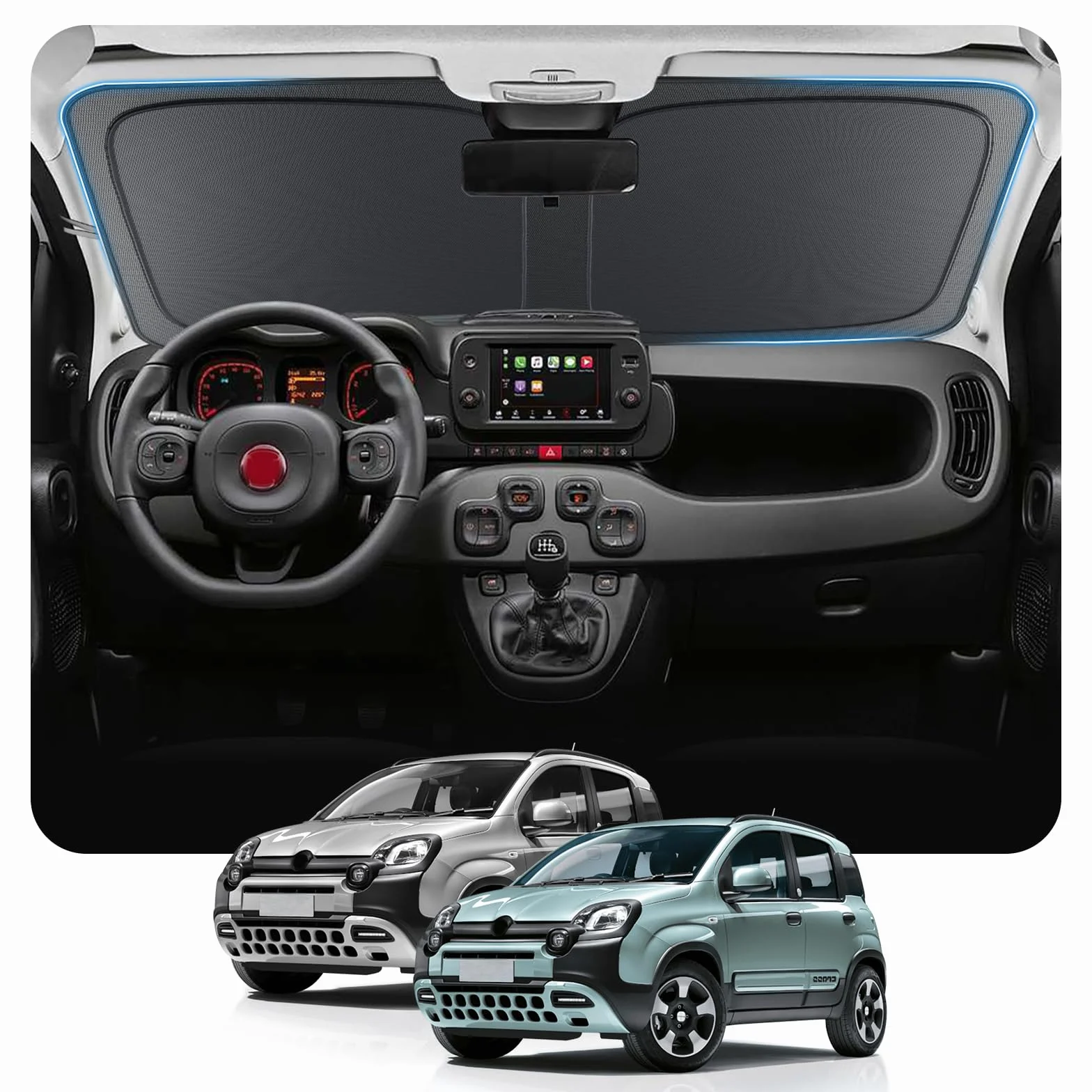 [Aggiornamento] BSTW Parasole Pieghevole per Fiat Panda Cross/City Cross/Hybrid 2020-2025 Copri Parabrezza con Protezione UV e Termica Parasole Panda Accessori