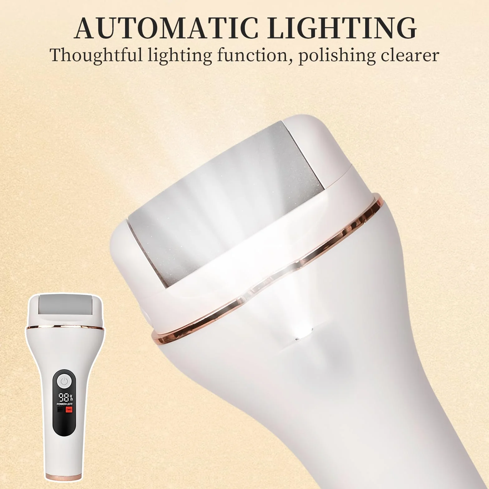 Rasoio Elettrico per Calli Professionale IPX7 Impermeabile Ricaricabile USB con LED 2 Velocità Regolabili Nero