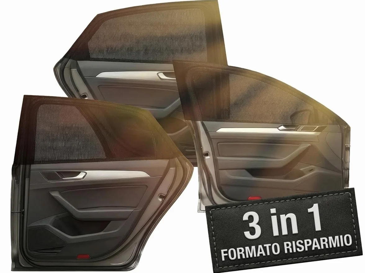 Set di 3 Pezzi Parasole Auto Bambini con Protezione Solare UV (1 finestra anteiori e 2 pezzi posteriori) | Tendine Parasole Auto Bambini e Neonati