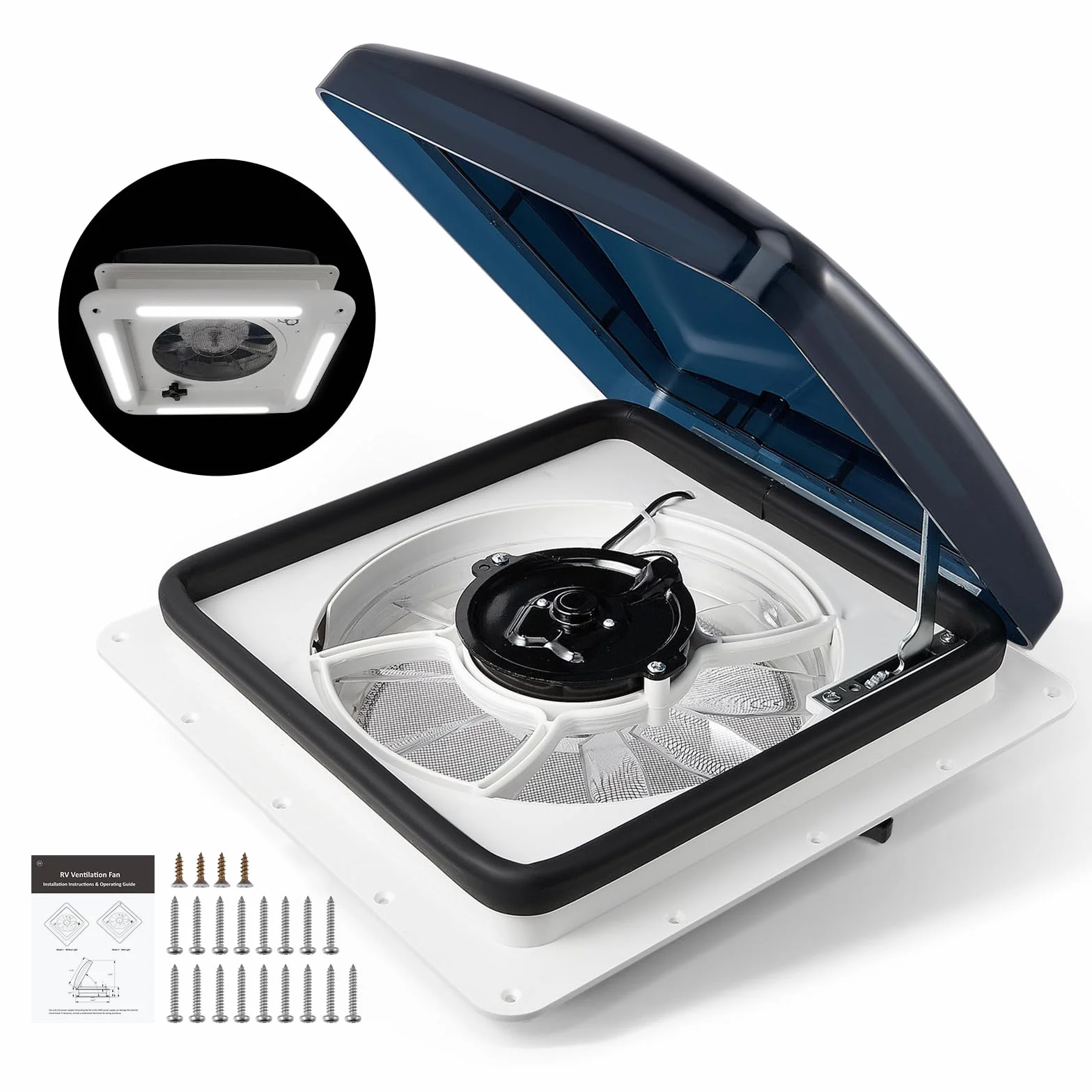 Ventilatore Da Tetto Per Camper con luce LED e finestra, Ventola di scarico reversibile