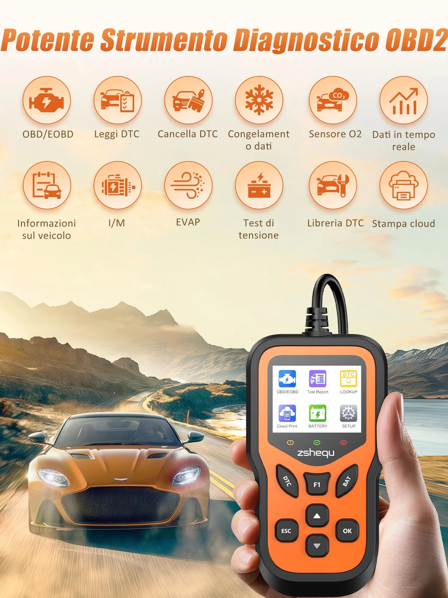 Scanner OBD2 EOBD Diagnostica Motore Multimarca Professionale Lettore Codici Errori per Audi BMW Tutti i Veicoli