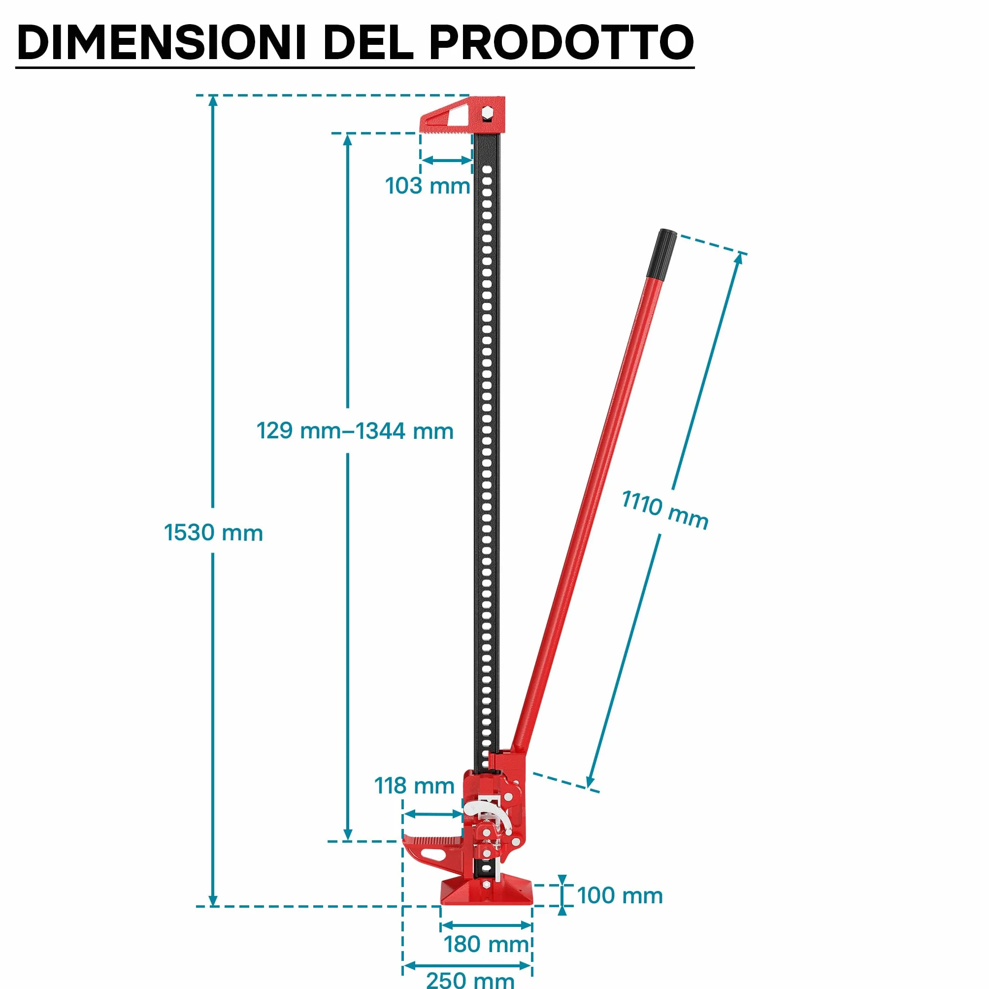 Binda meccanica 60" 150 cm 3000 kg sollevatore cric per fuoristrada e quad