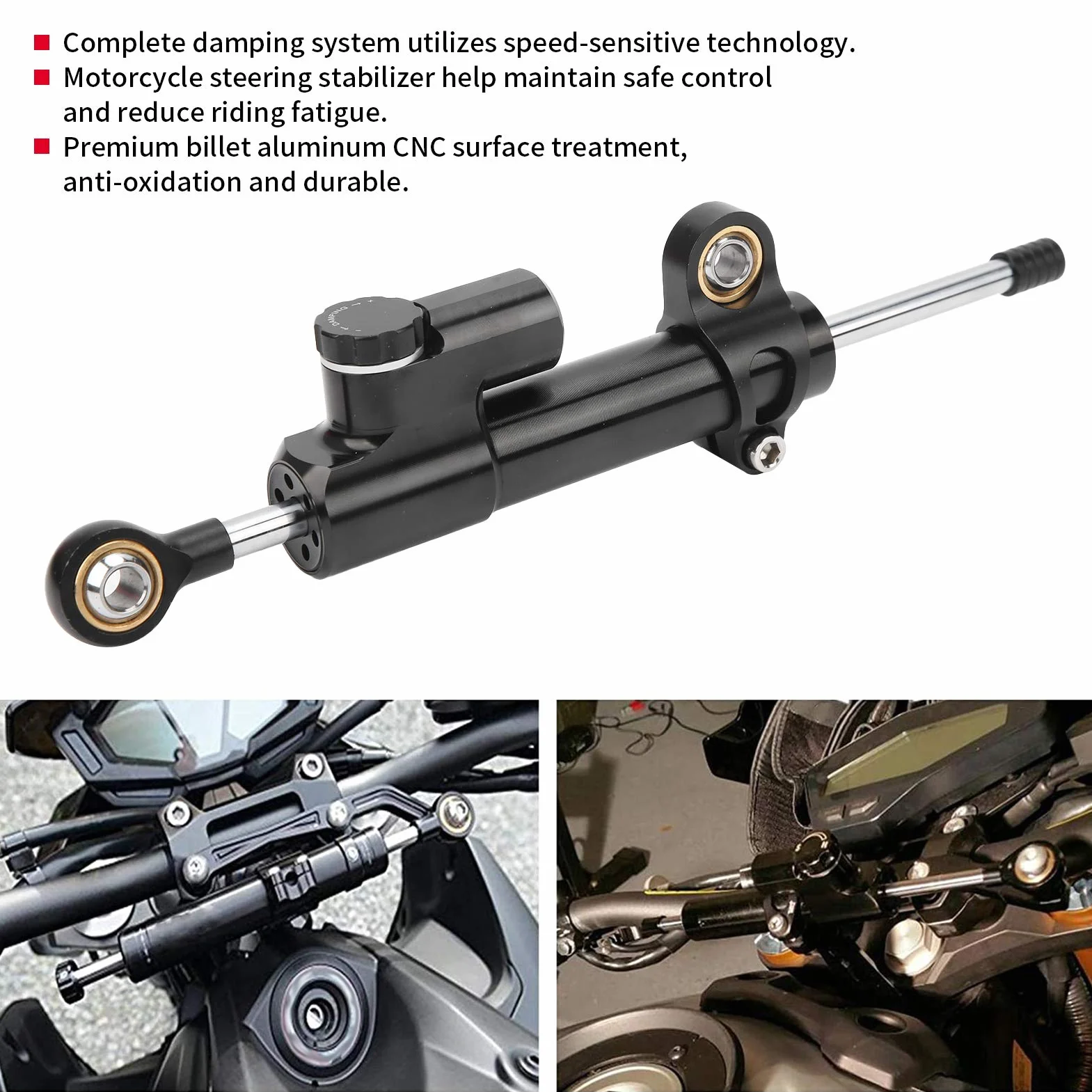 Ammortizzatore di Sterzo per Moto Universale - Stabilizzatore per Sicurezza e Controllo per Moto da e oltre