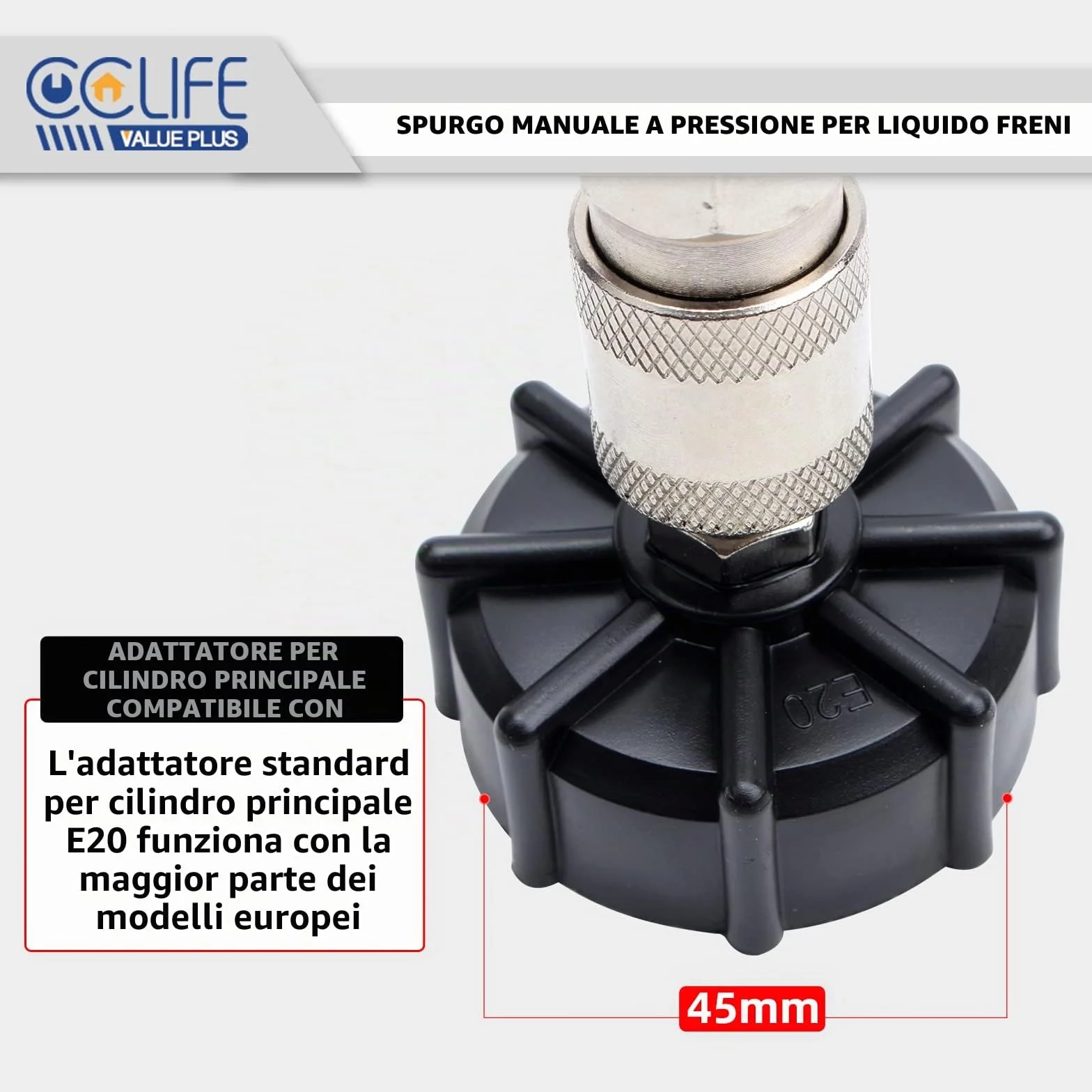 CCLIFE Spurgo Freni Manuale 3L Kit Cambio Liquido Freni e Frizione con Adattatore Universale E20