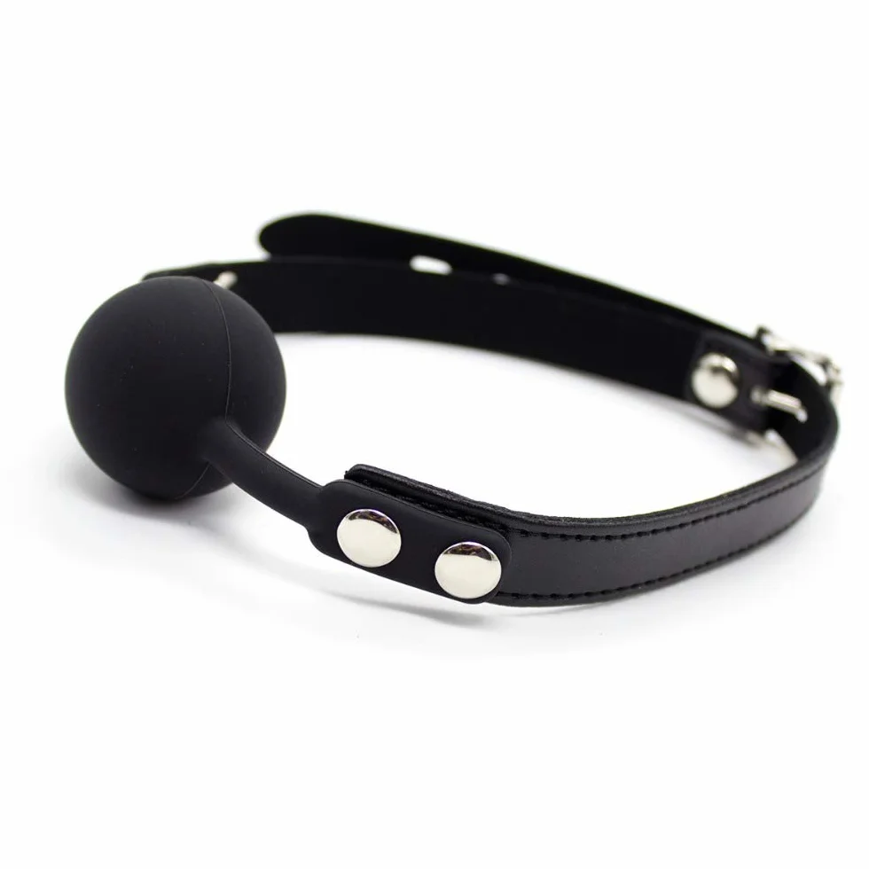 BONDAGERIE® Gagball silicone con lucchetto donna bocca aperta uomo