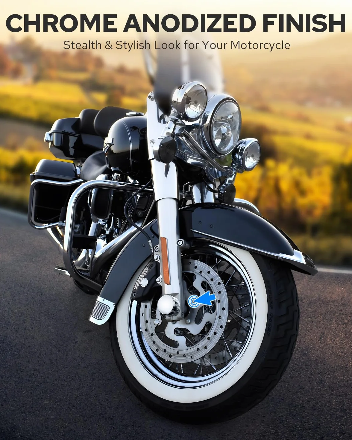Tappo cromato per dado dell'asse Benlari compatibile Harley Davidson Touring Softail 2002-2019