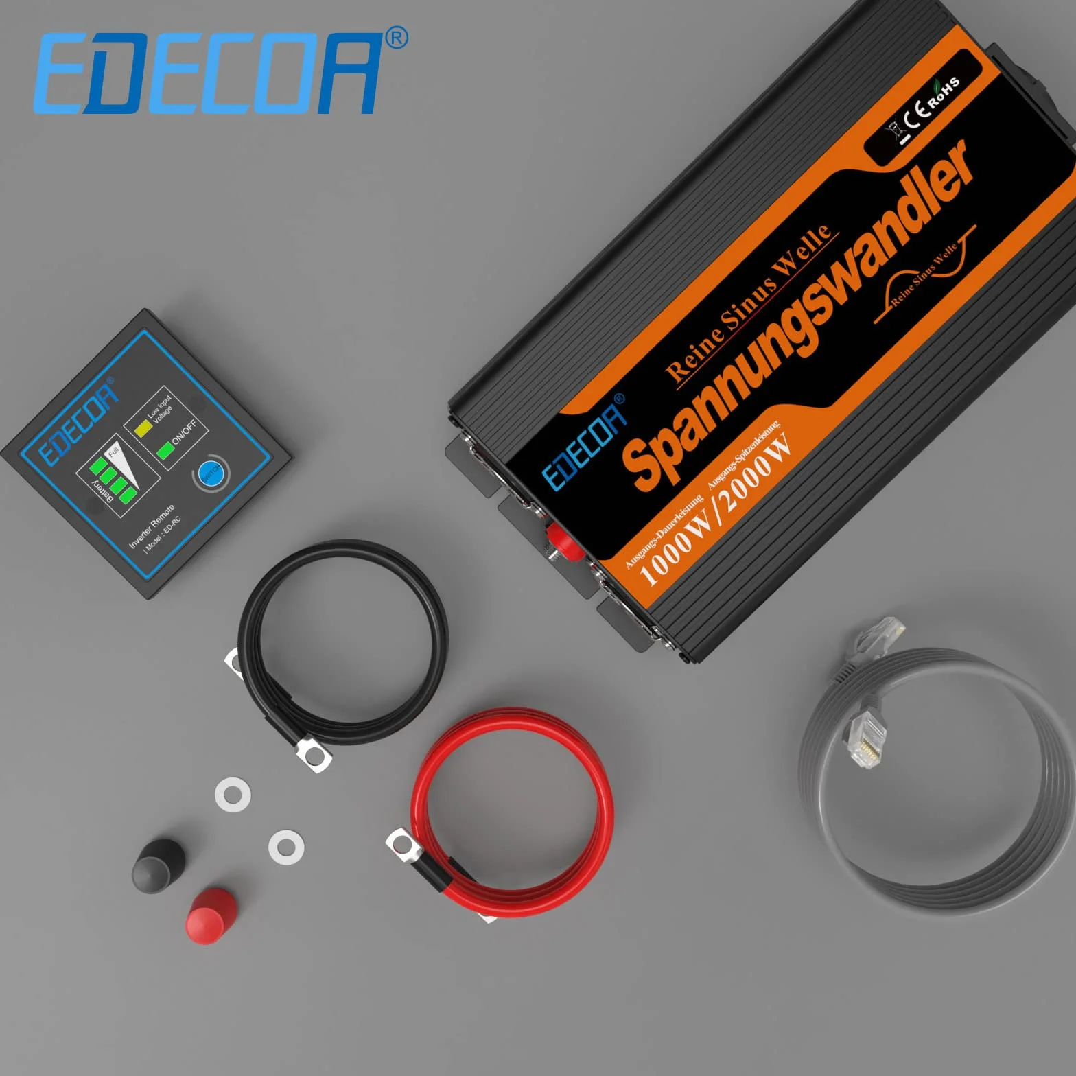 EDECOA Inverter 12V 220V Onda Pura 1000W USB Telecomando Convertitore di Potenza Isolamento Galvanico 3a Generazione