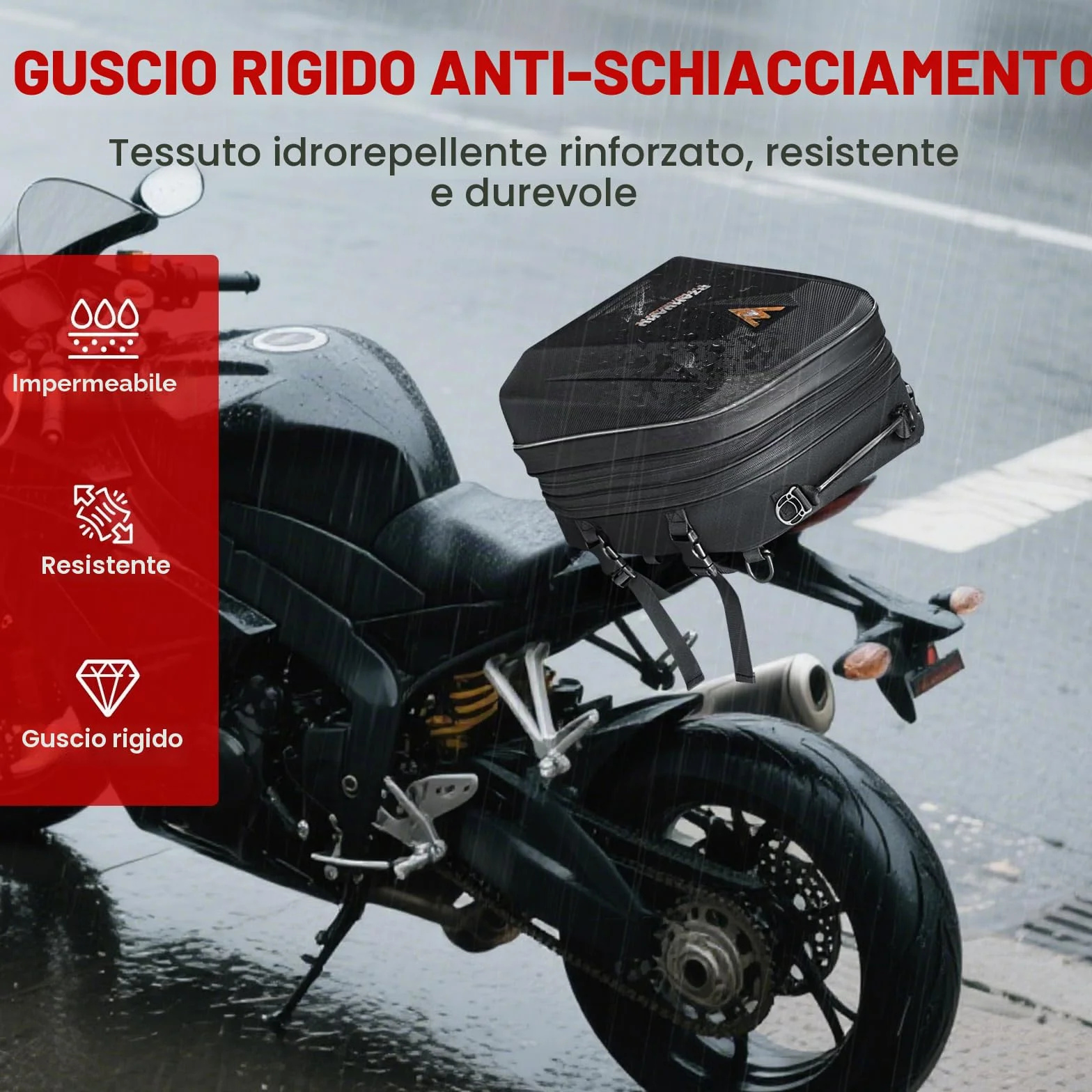 UBORSE Borsa Posteriore Moto Impermeabile 20L-28L Espandibile Nero