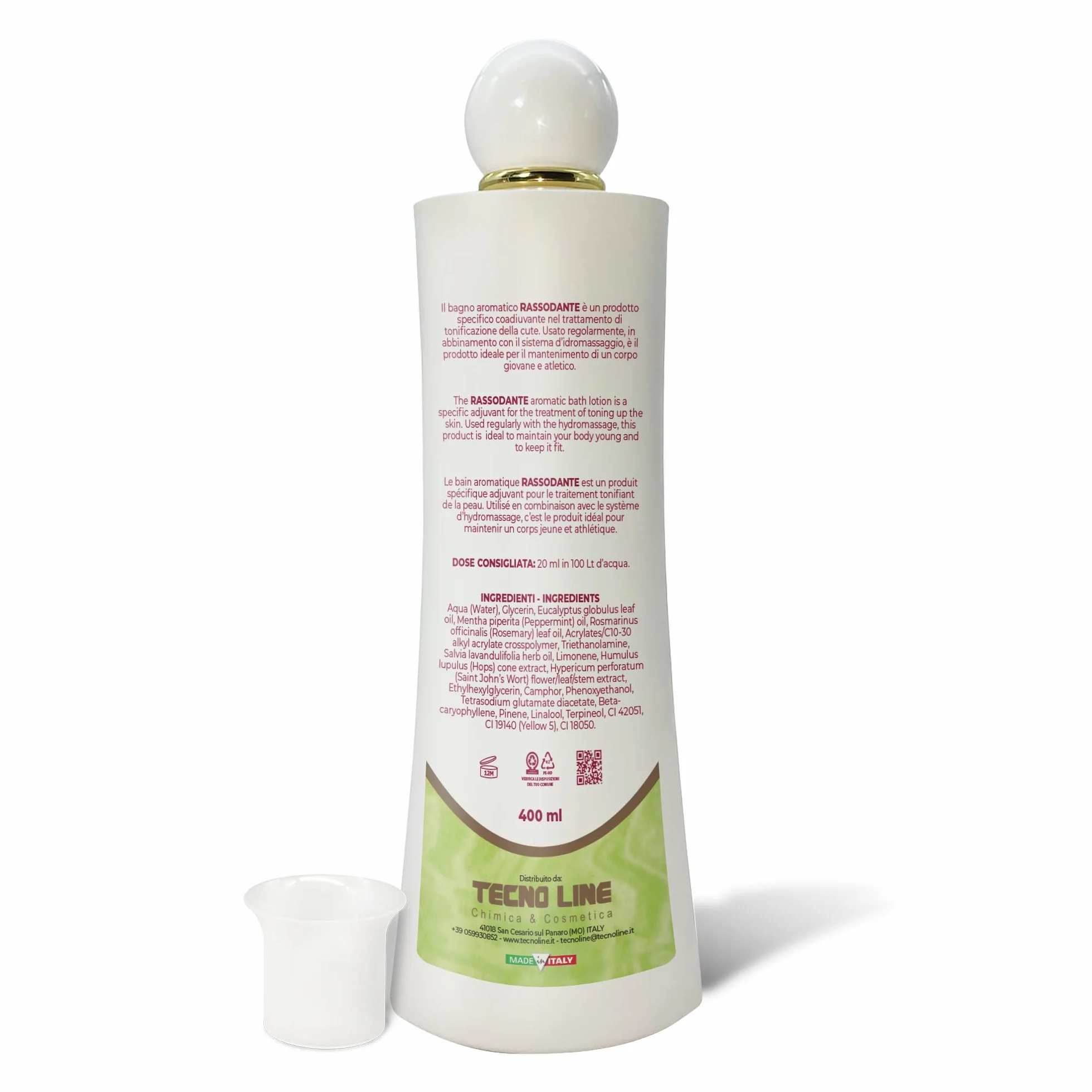 Bagno Aromatico Rassodante 400 ml con Dosatore Graduato per Vasca Idromassaggio - Profumo Oli Essenziali