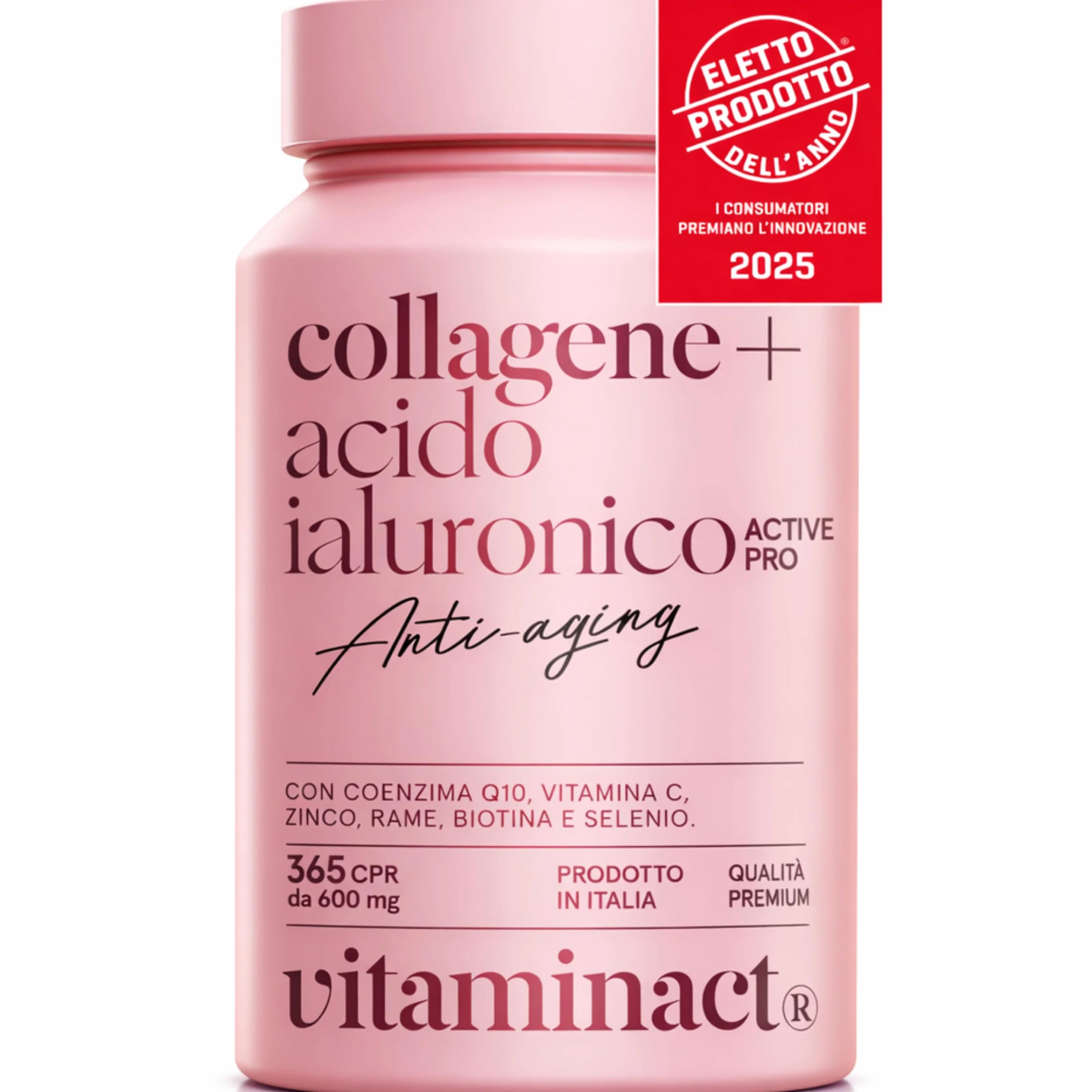 Collagene e Acido Ialuronico con Probiotico Bifidobacterium L. BLG1, Q10, Vitamina C, Zinco e Biotina