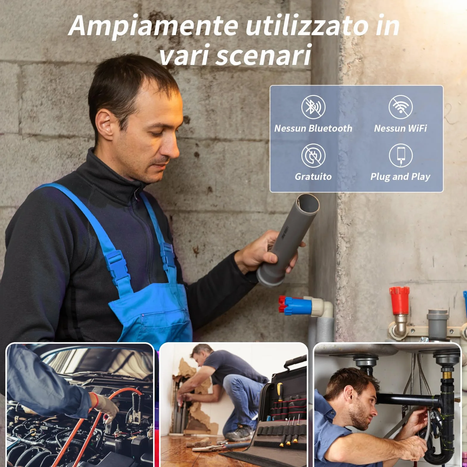 Aopick Endoscopio Smartphone 1920P HD Telecamera Endoscopica IP67 Impermeabile 5M Cavo Semirigido per Android iOS