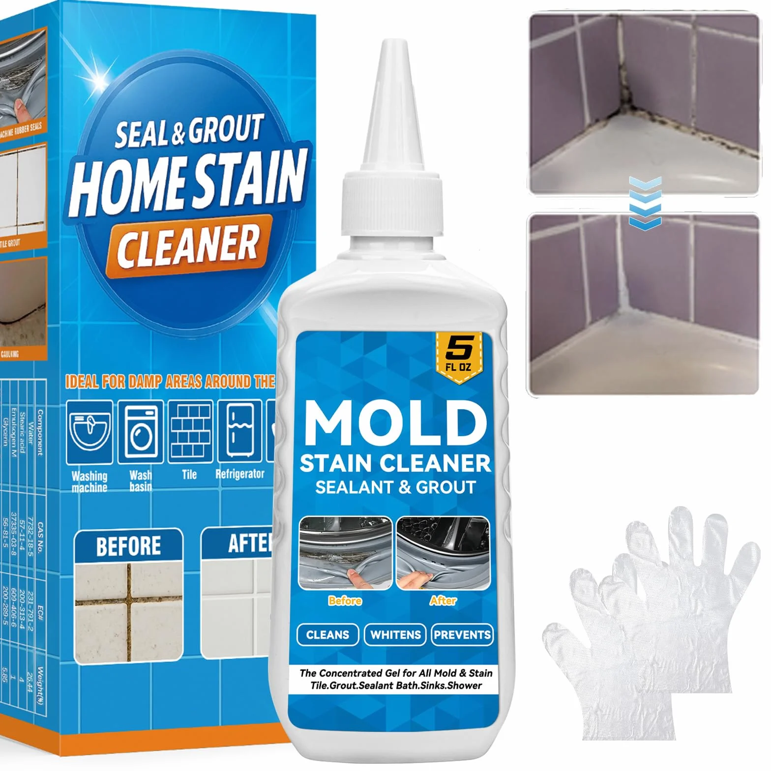 Antimuffa Gel 150 ml Mould Stain Remover detergente per bagno cucina piastrelle pareti fughe