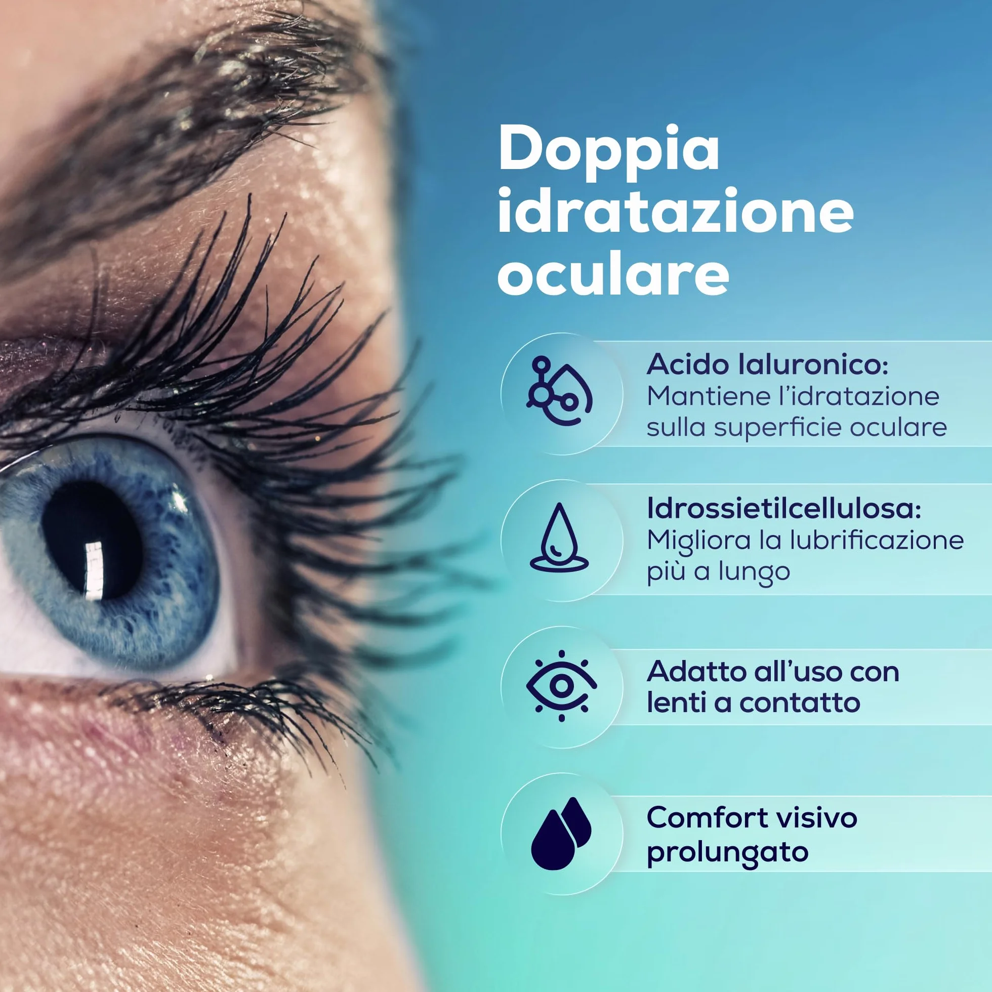 Gocce Oculari Idratanti con Acido Ialuronico, Lacrime Artificiali per Occhi Secchi (15 ml)