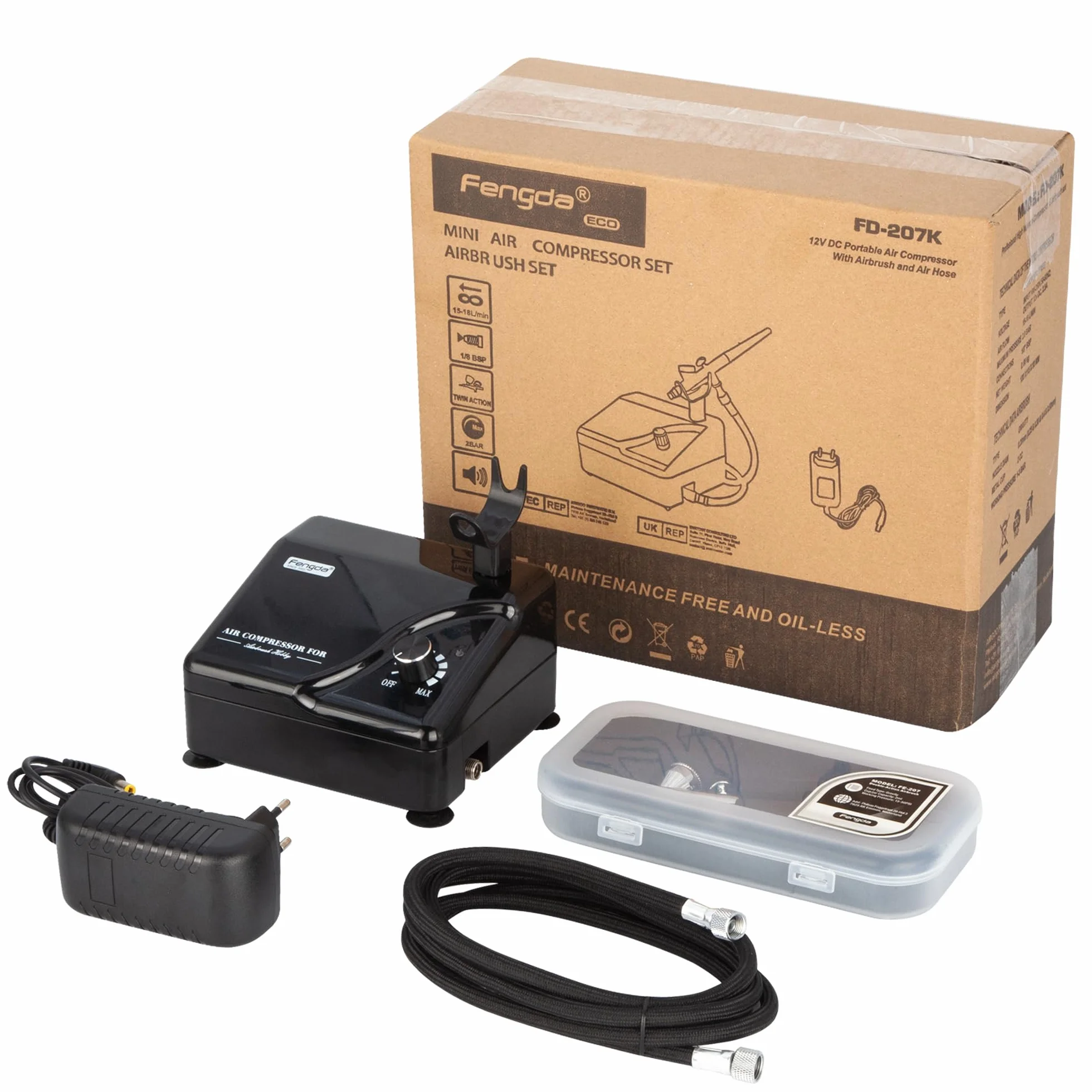Fengda FD-207K Kit aerografo professionale con compressore intelligente