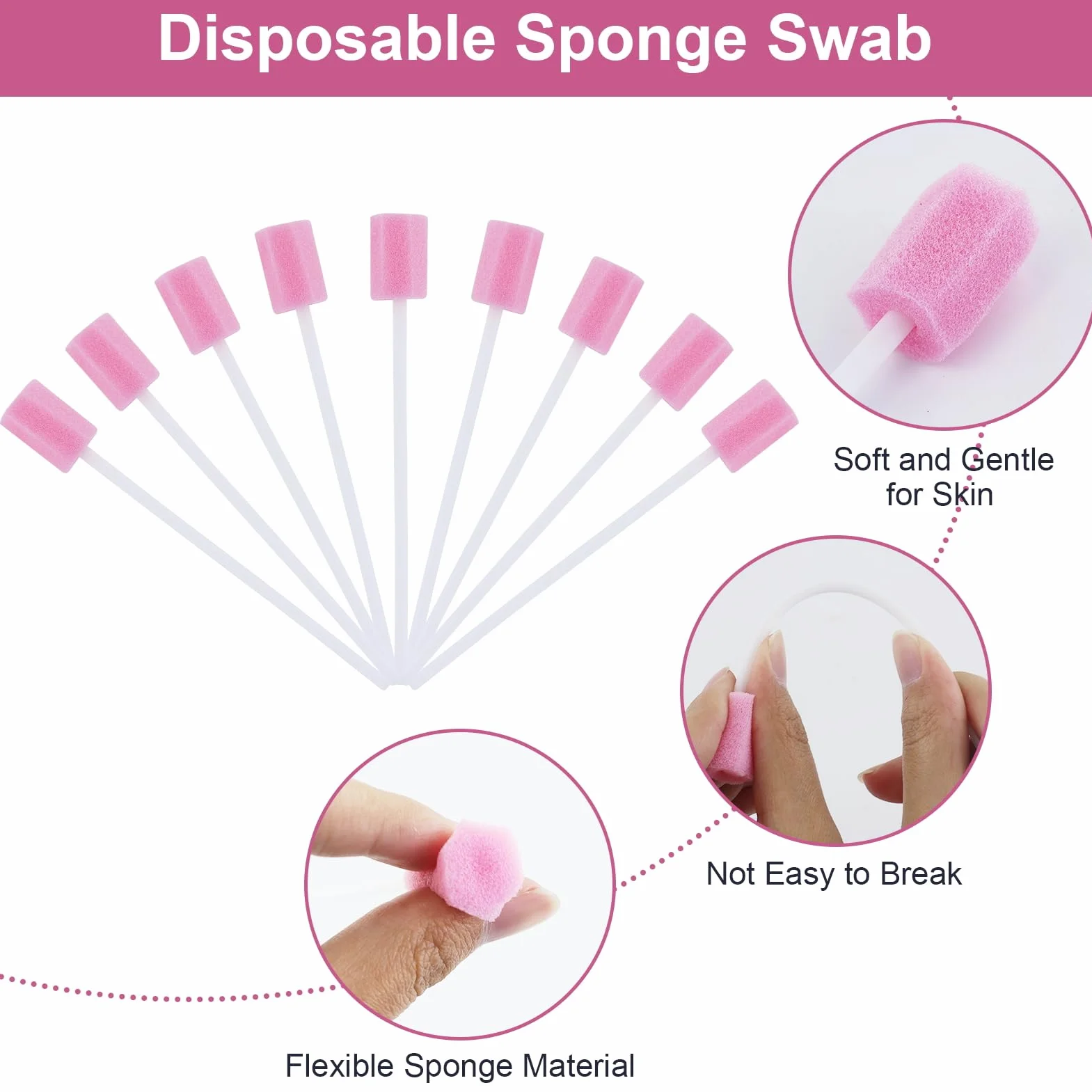 100 Pezzi Tamponi Monouso per Igiene Orale, Spugna per Pulizia Bocca per Adulti, Bambini, Animali Domestici (Blu & Rosa)