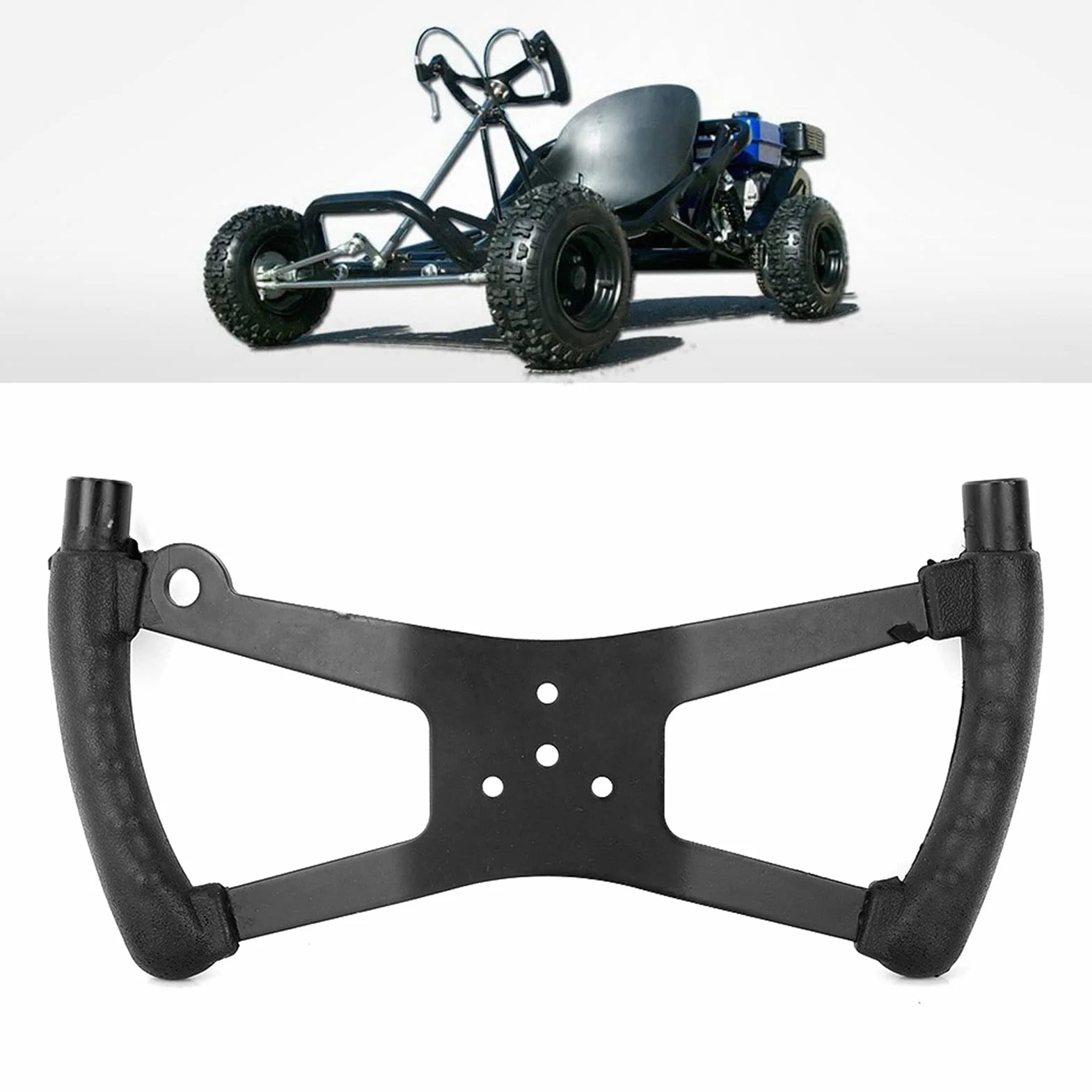 Akozon Volante Stile H per Racing Kart Go Cart Accessorio per la Modifica Dell'auto Nero
