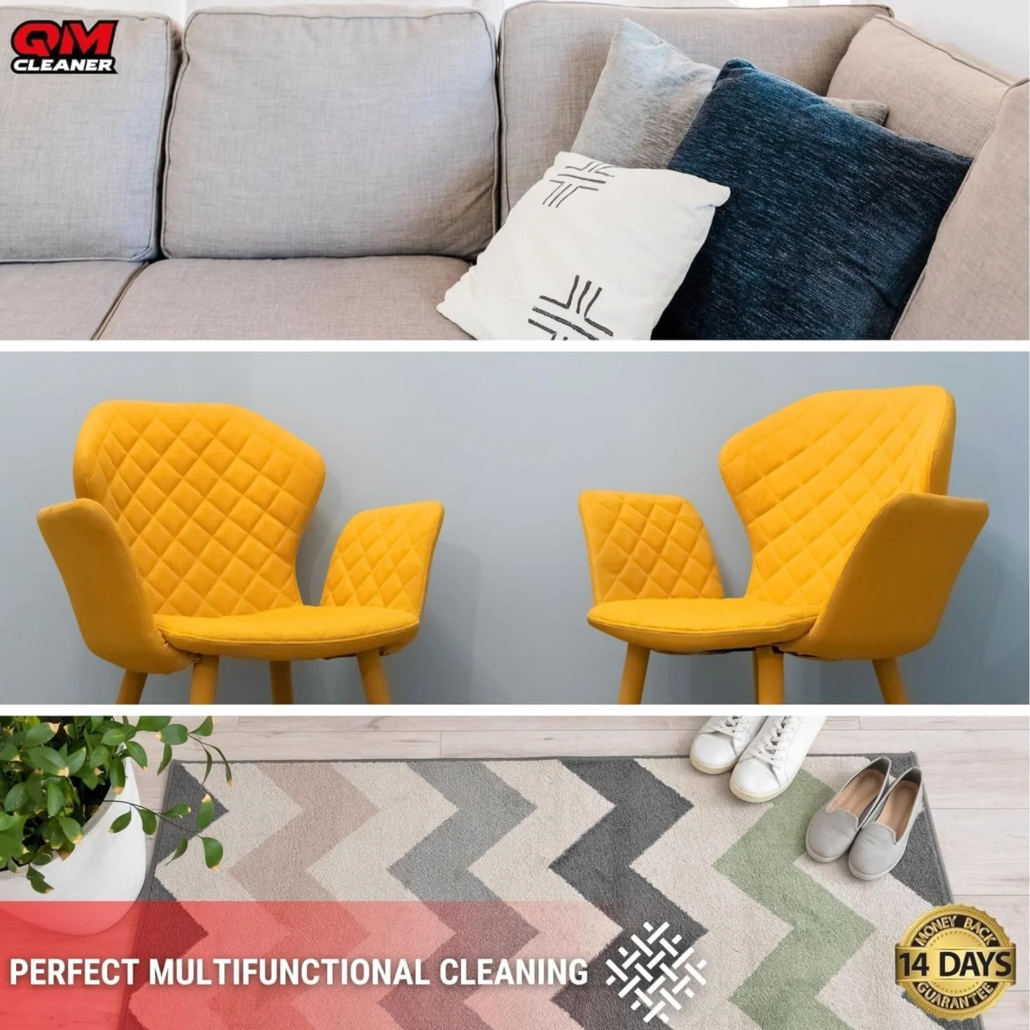 QM Cleaner Kit di pulitore a secco tappeti 2 litri