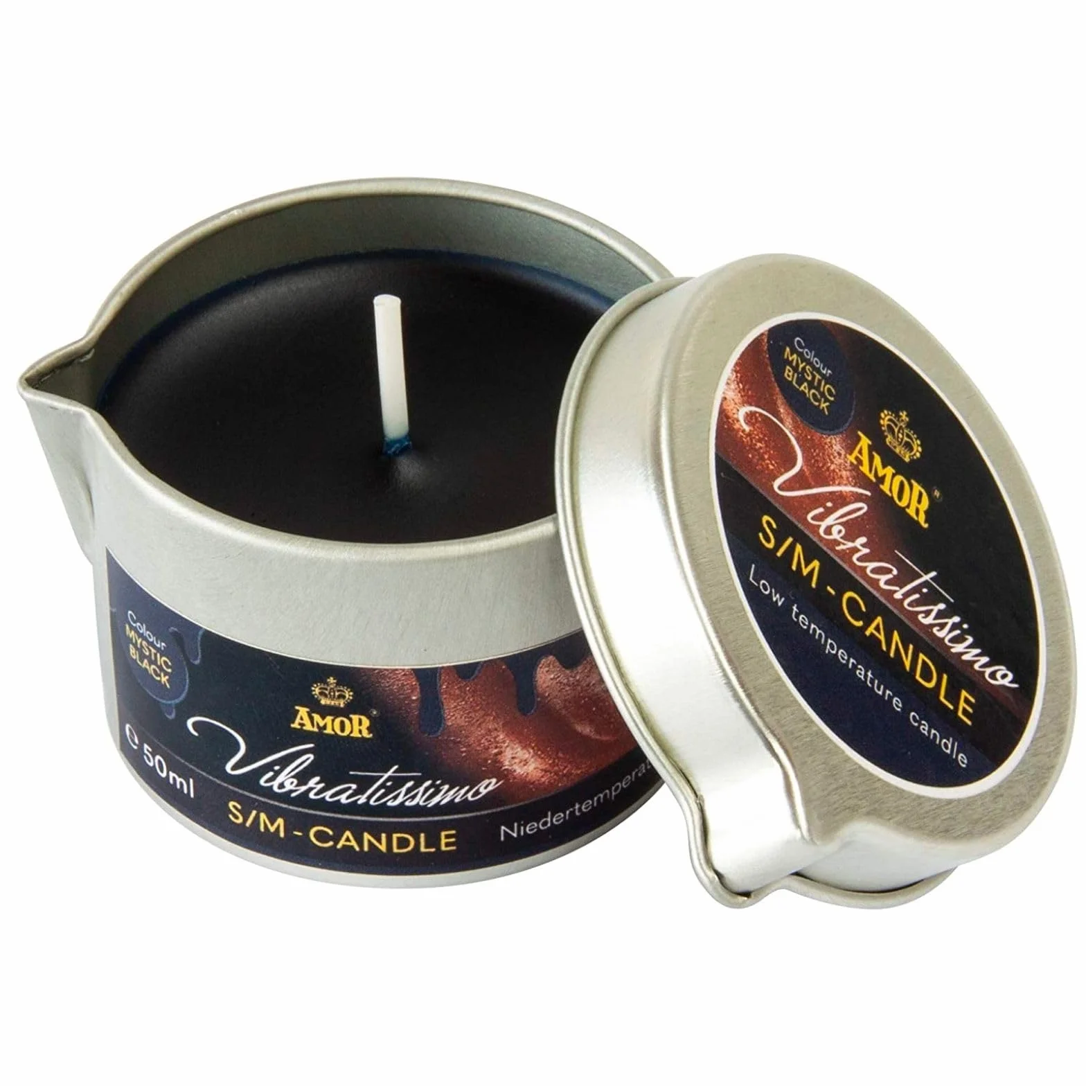 VIBRATISSIMO S/M Candle Mystic Black 50ml Candela a bassa temperatura in nero Cera inodore