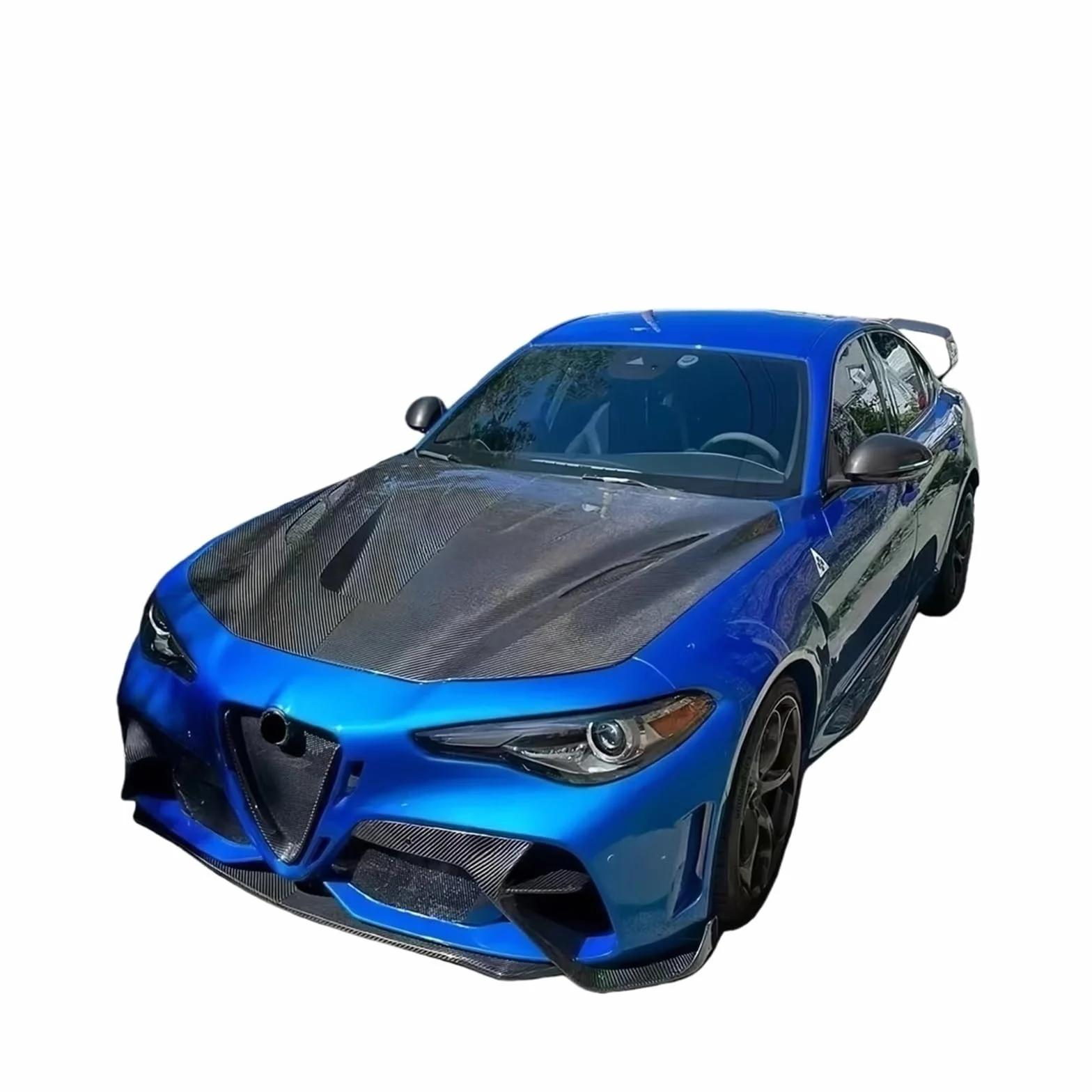 Cofano completamente in fibra di carbonio compatibile con la copertura del motore anteriore in stile Alfa Romeo Giulia GTAM