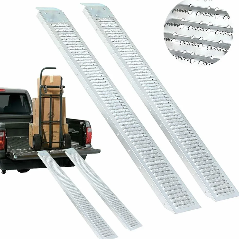 Bakaji Coppia di Rampe di Carico Pedana in Acciaio Zincato Antiscivolo 400kg 195 cm