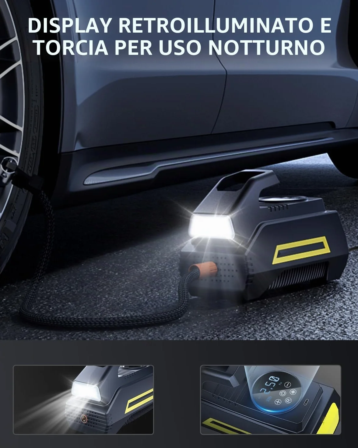 Motomoyo Compressore Aria 12V Portatile 35L/Min Auto Moto Bici